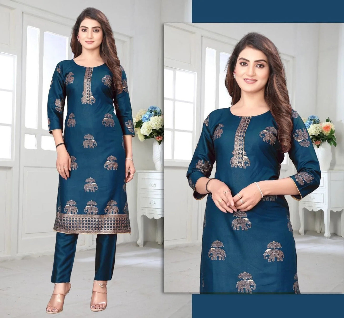 Comfortable 14 kg Rayon women's Kurti & Pant Set