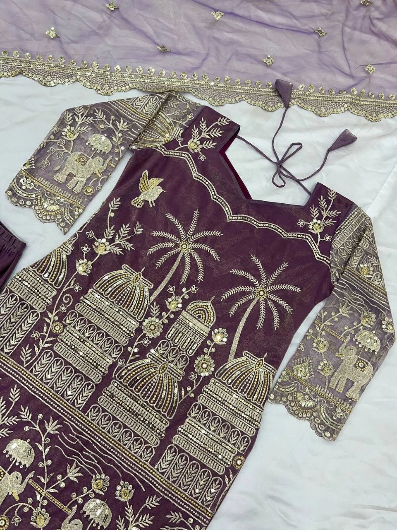 Stylish Anarkali Kurti Sharara Set Super Net Embroidery with Micro Cotton Inner