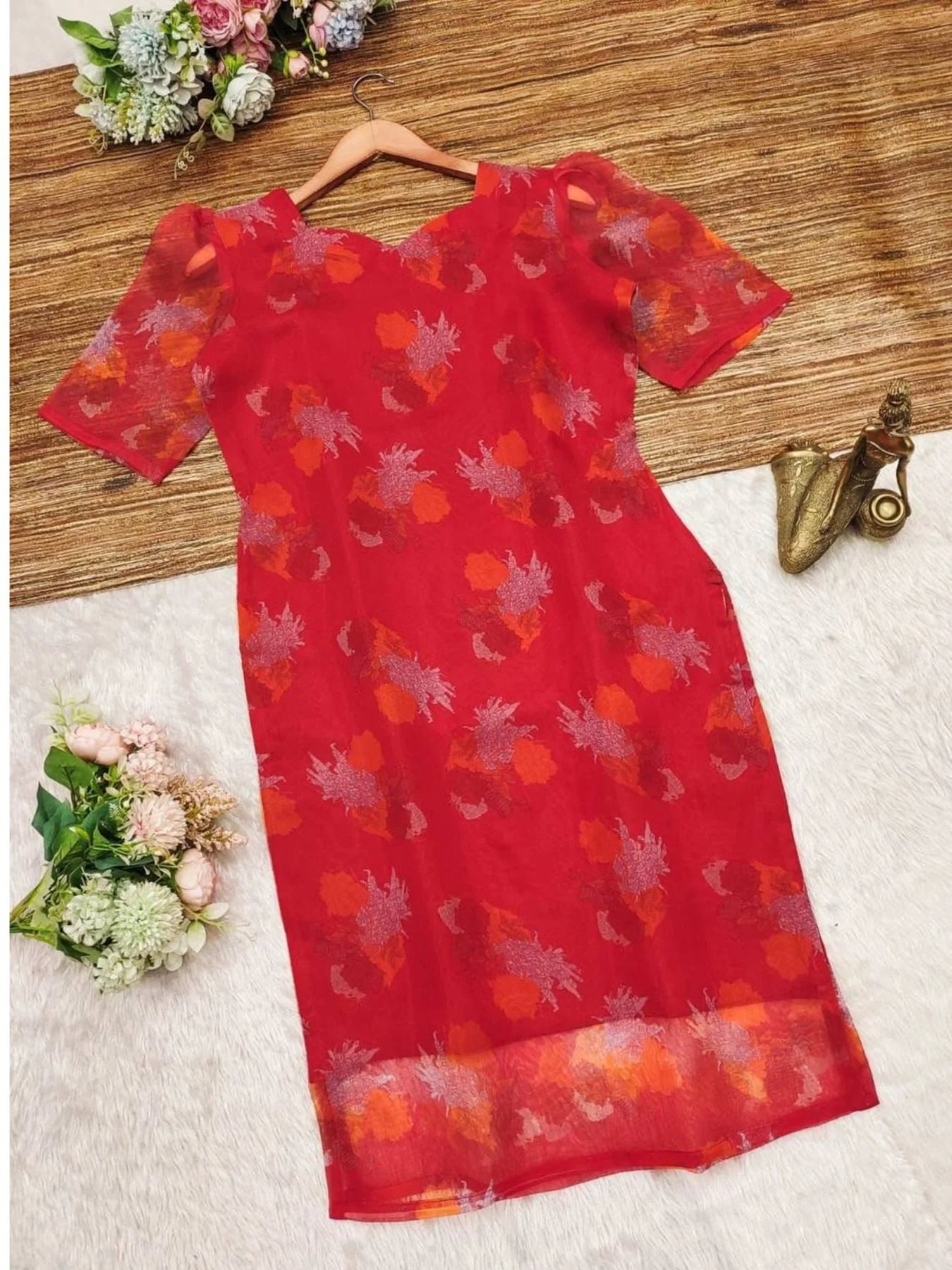 Premium Organza Print Kurti