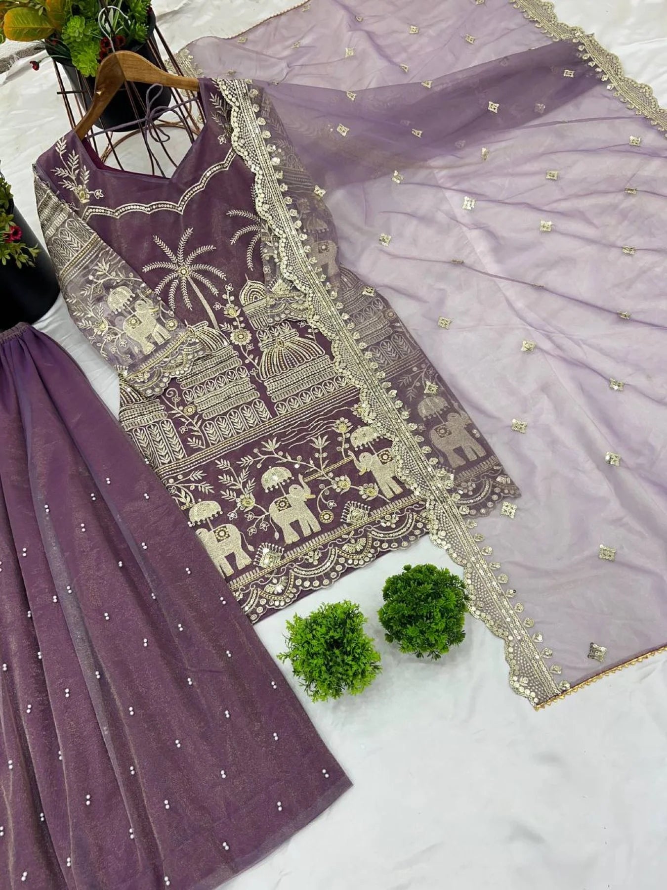 Stylish Anarkali Kurti Sharara Set Super Net Embroidery with Micro Cotton Inner