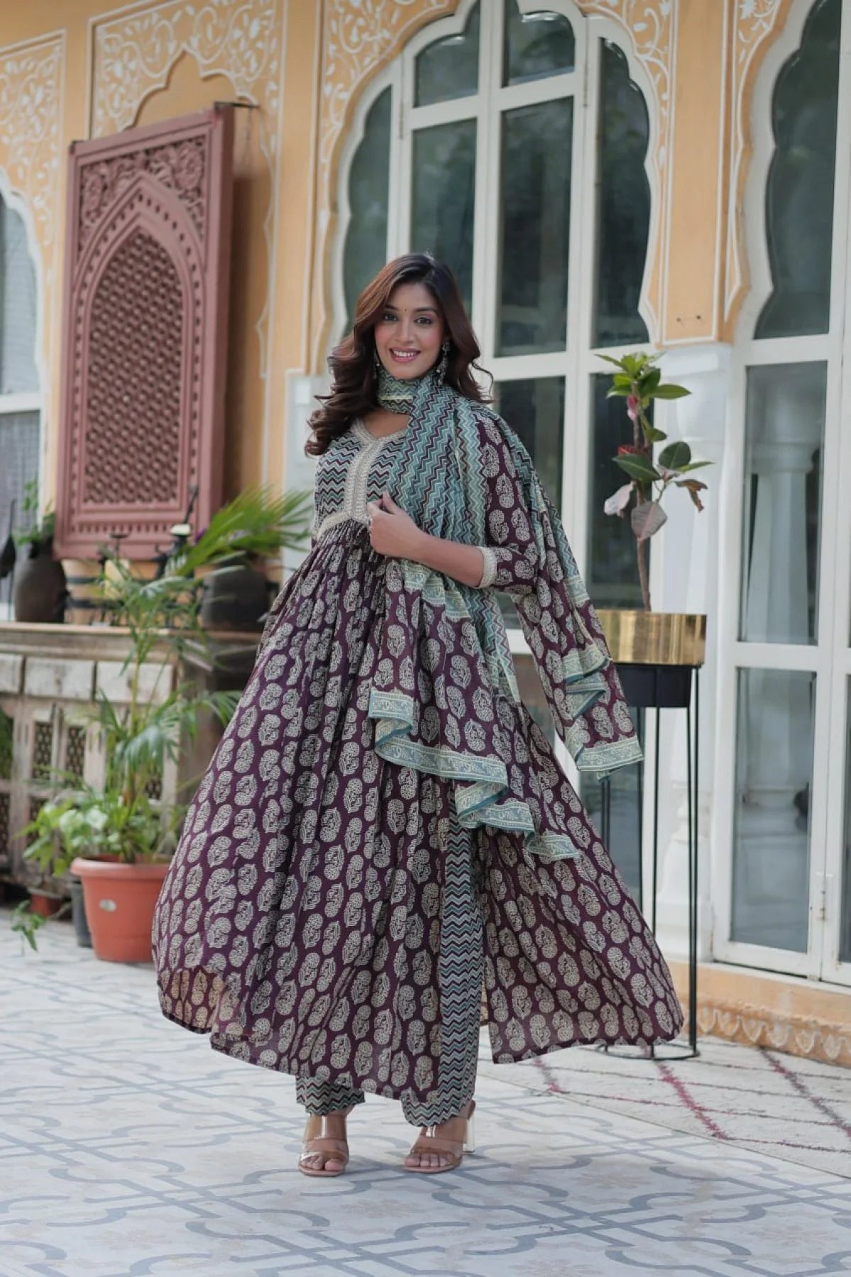 Elegant Side Cut Pure Cotton Kurti Set with Dupatta 3PC Fully Stitched Summer Wear Ready to Wear Collection for Bulk Available