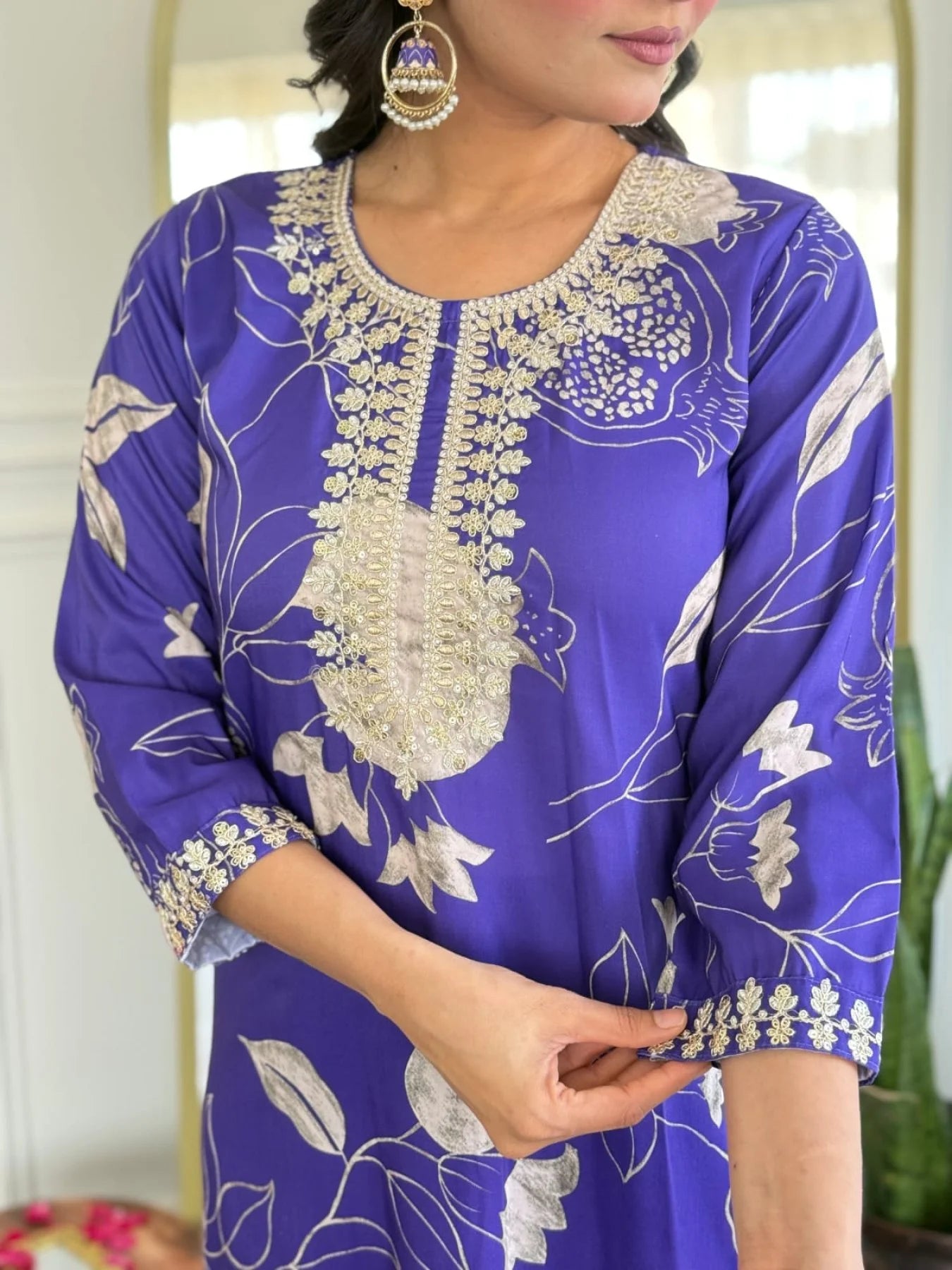 Elegant Daily Wear Embroidered Kurta Set French Crepe Fabric Surat Exporter & Dealer Collection