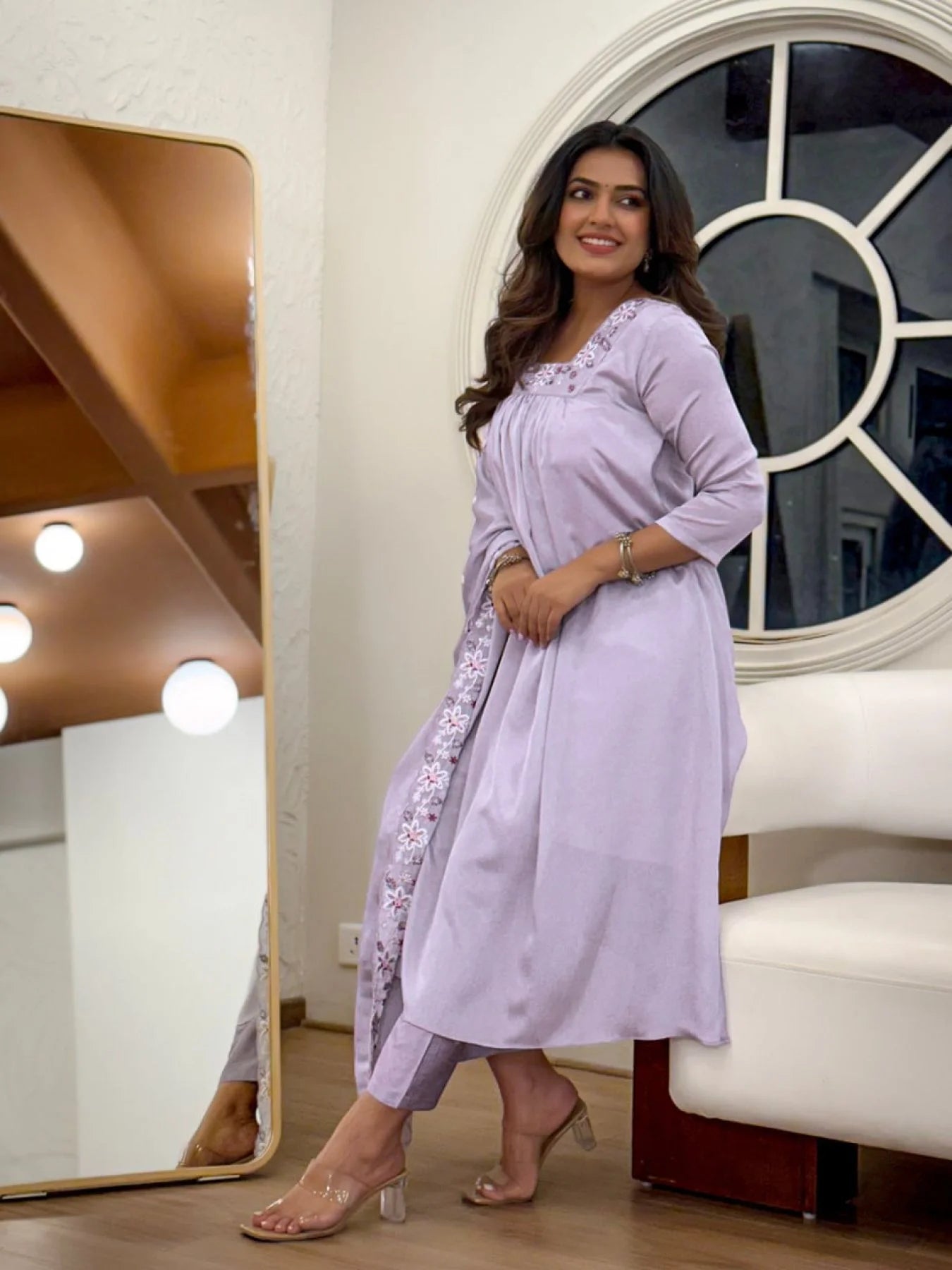 Designer Chinon Embroidery Top with Plain Rayon Bottom Dupatta Set Stylish 3 Piece Suit Set for Resellers