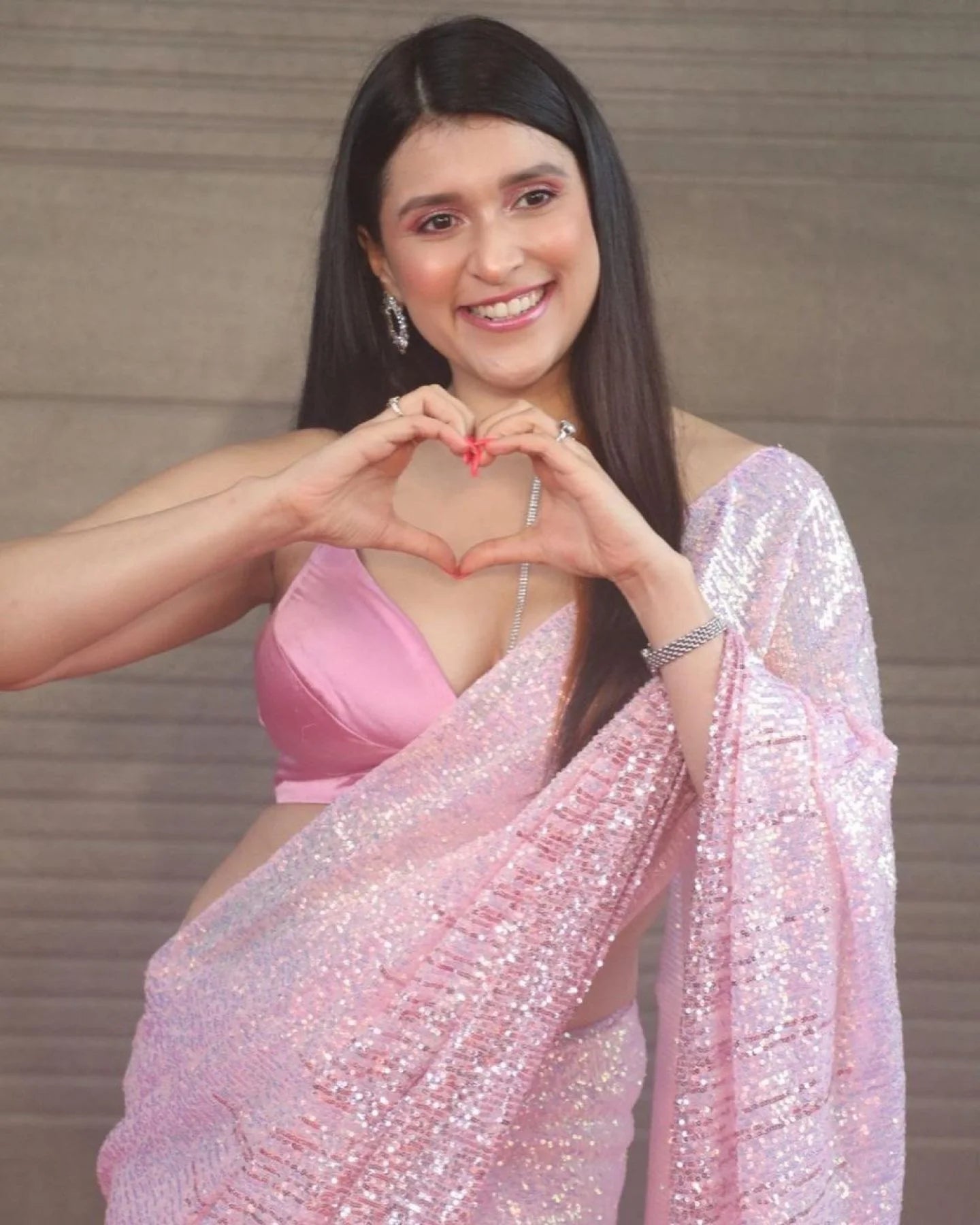 New Bollywood BlockBuster Sequins Design Embroidery Work Saree