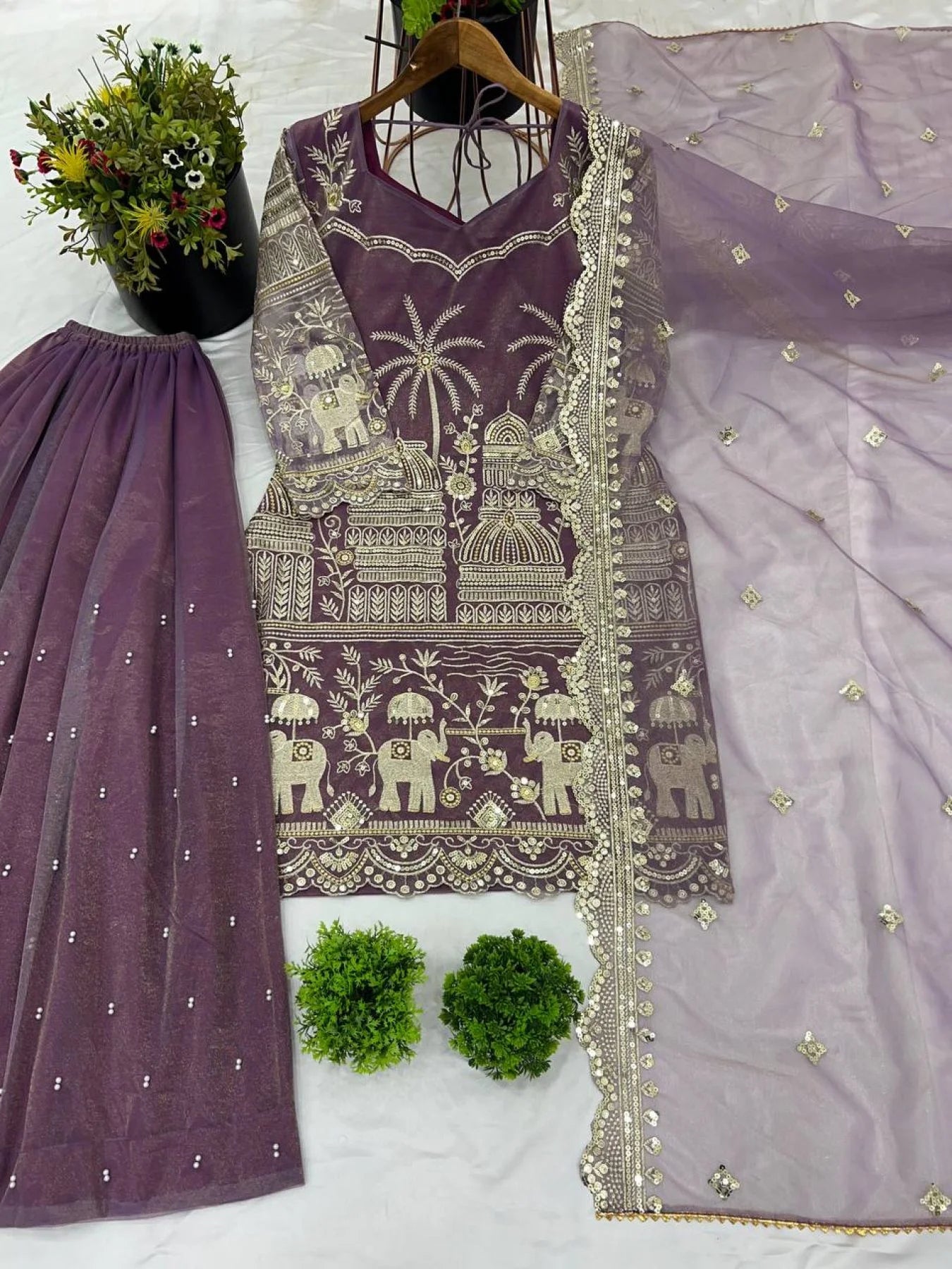 Stylish Anarkali Kurti Sharara Set Super Net Embroidery with Micro Cotton Inner