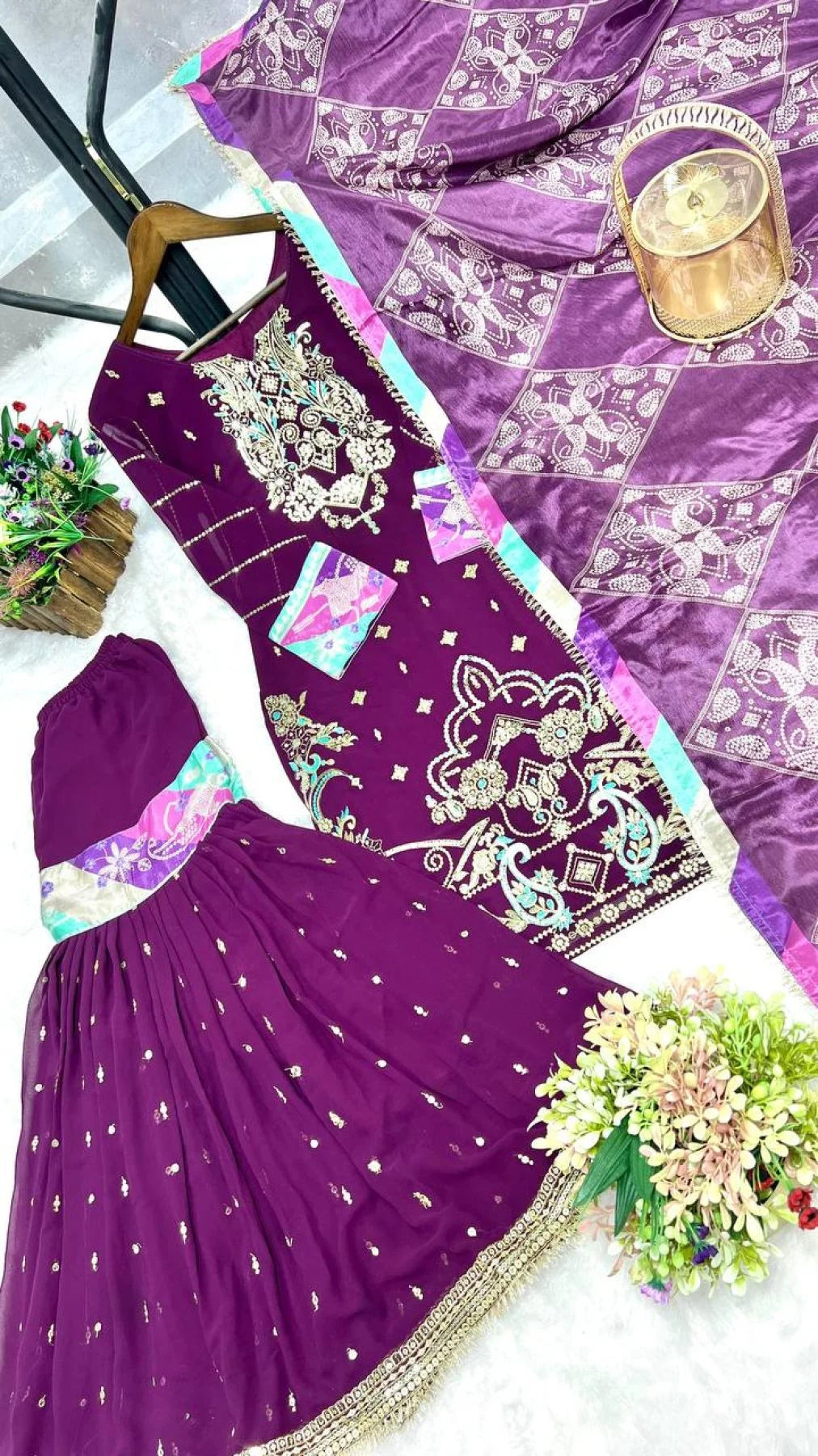 New Launch Party Wear Chinon Suit Set Ready to Wear Heavy Embroidery Sequin Work Latest Collection
