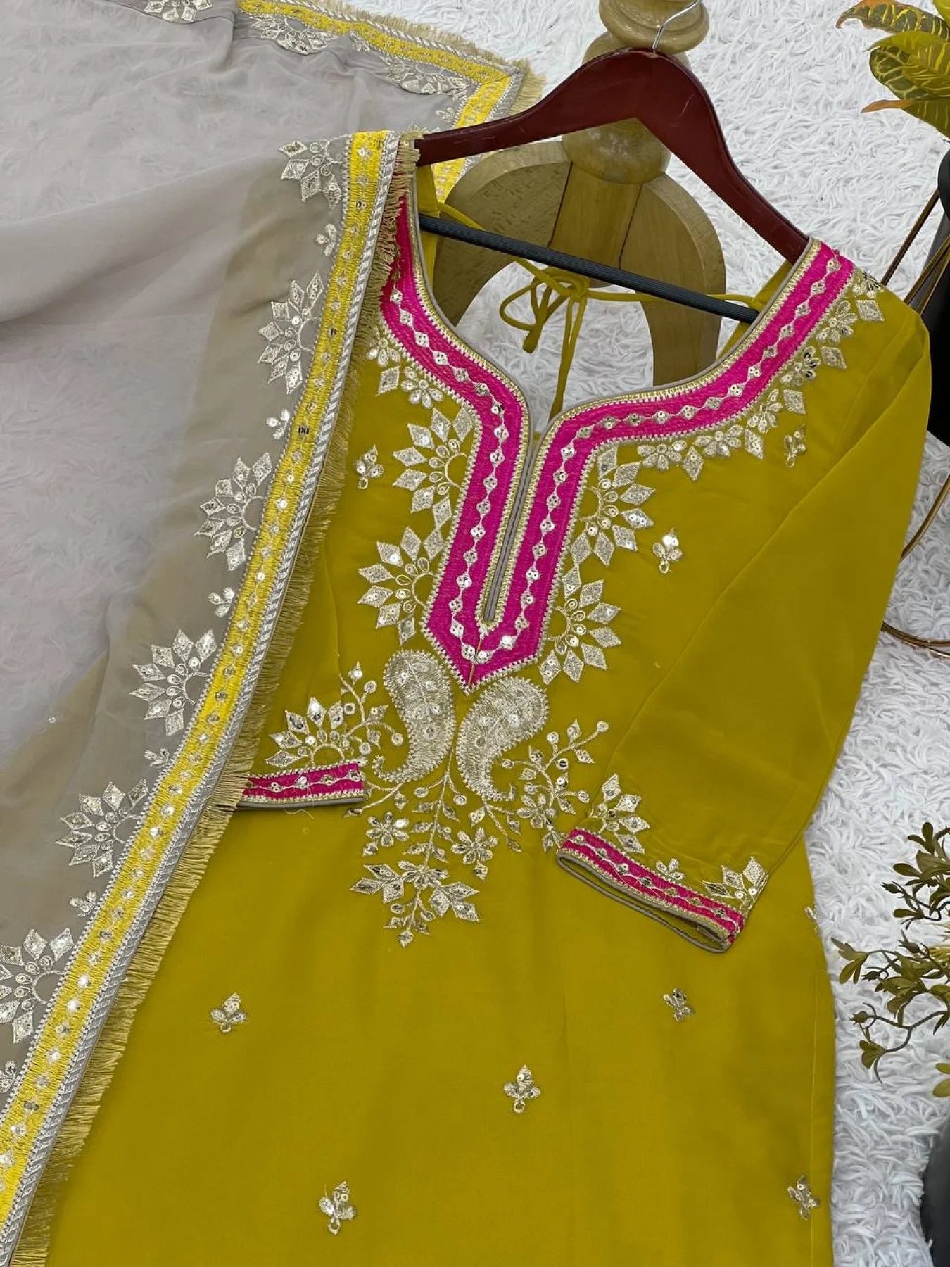 Latest Sharara Suit 2025 by Surat Designers Fully Stitched Georgette Suit with Intricate Sequin & Embroidery Work for Wedding