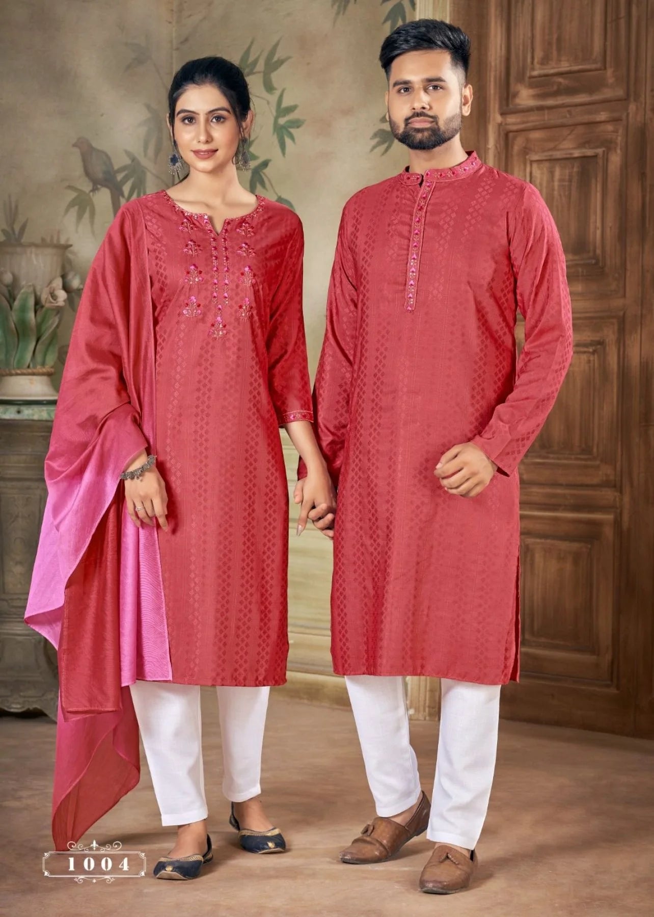 Pure viscose weaving Butti with Handwork and Embroidery Couple collection