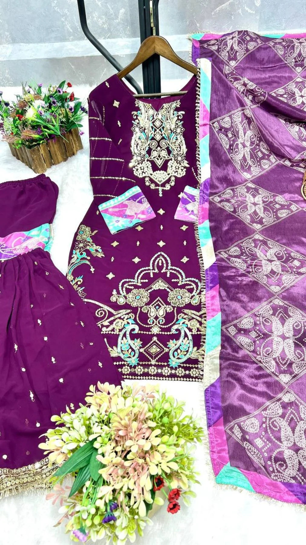 New Launch Party Wear Chinon Suit Set Ready to Wear Heavy Embroidery Sequin Work Latest Collection