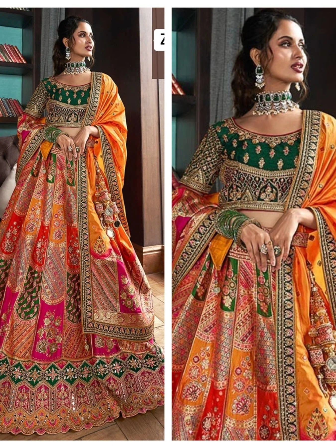 2025 Indian Designer Bridal Lehenga Choli in Rich Banarasi Silk Perfect for Weddings