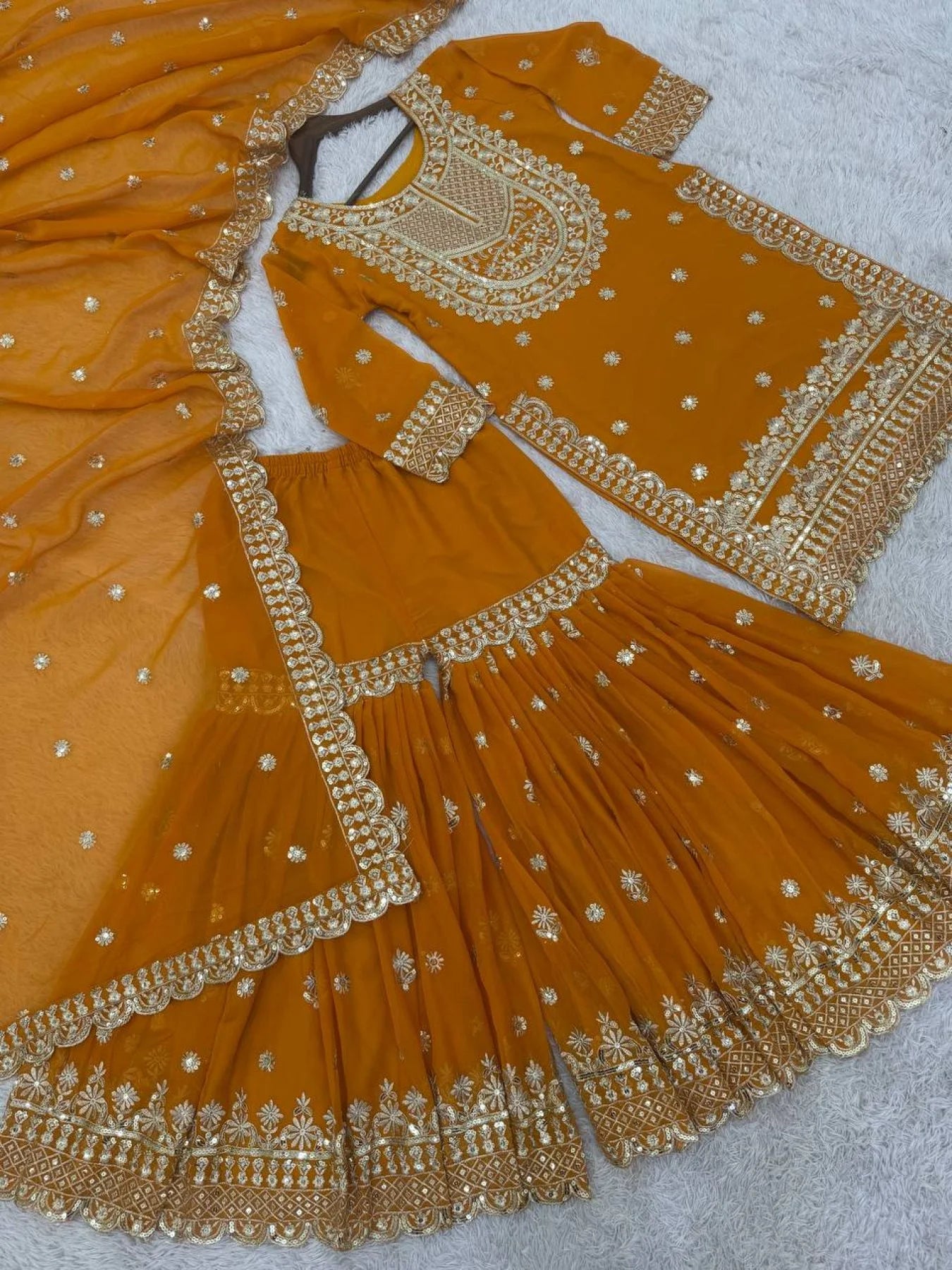 New Style Ready To Wear Heavy Faux Georgette Kurti with Embroidery Sequence Work Best Price