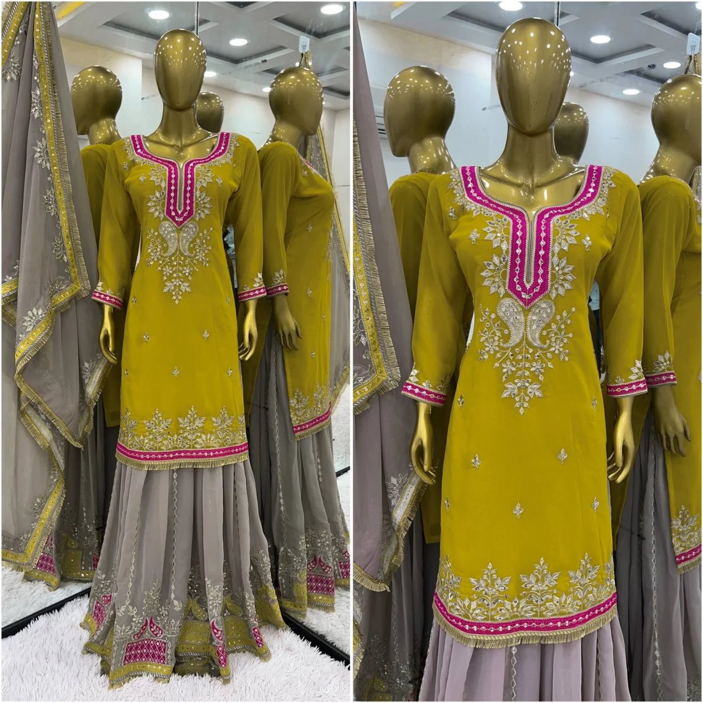 Latest Sharara Suit 2025 by Surat Designers Fully Stitched Georgette Suit with Intricate Sequin & Embroidery Work for Wedding