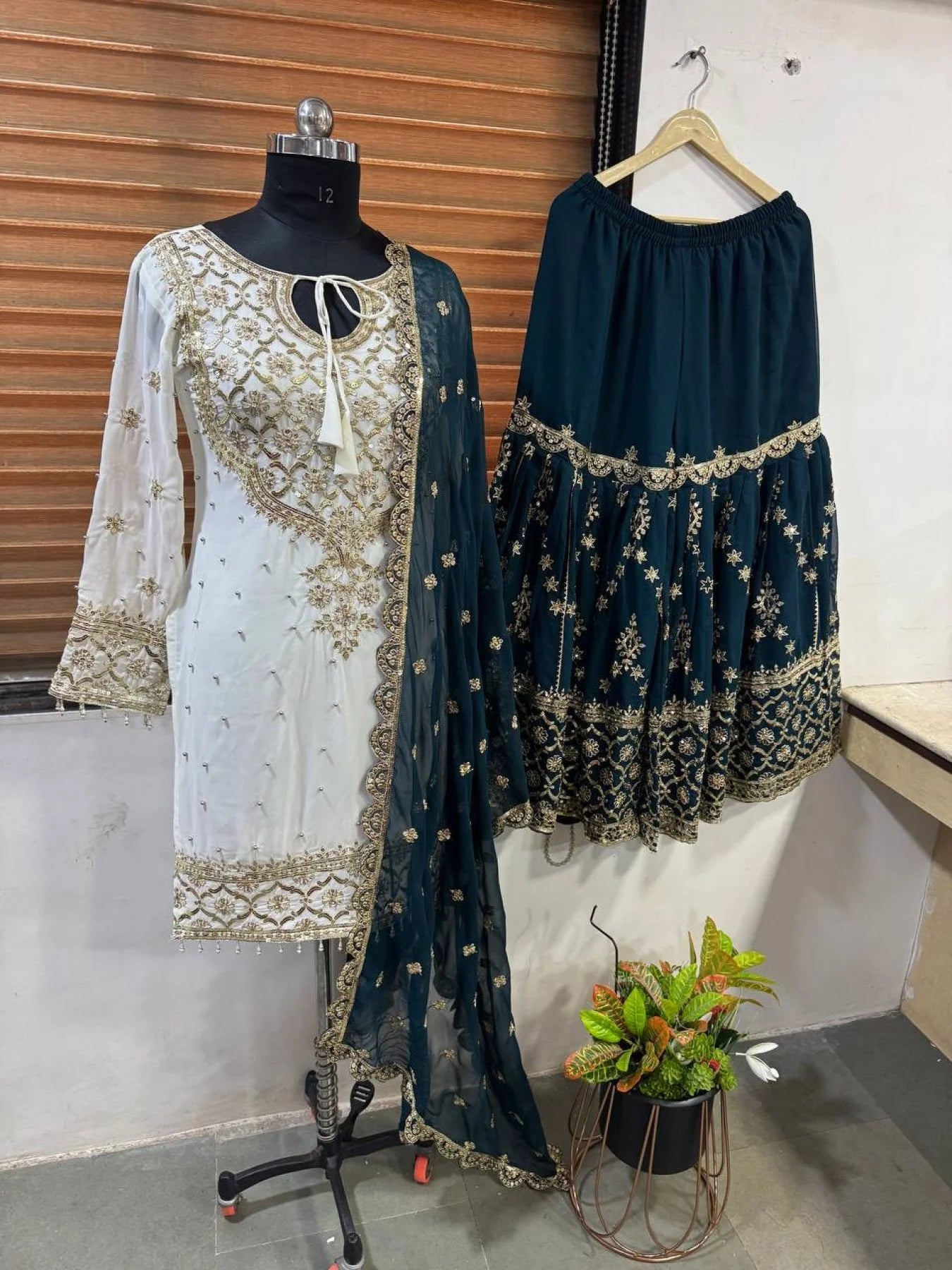 Latest Ready to Wear Heavy Georgette Sharara Suit with Embroidered Top and Dupatta Affordable 3 Piece Designer Set