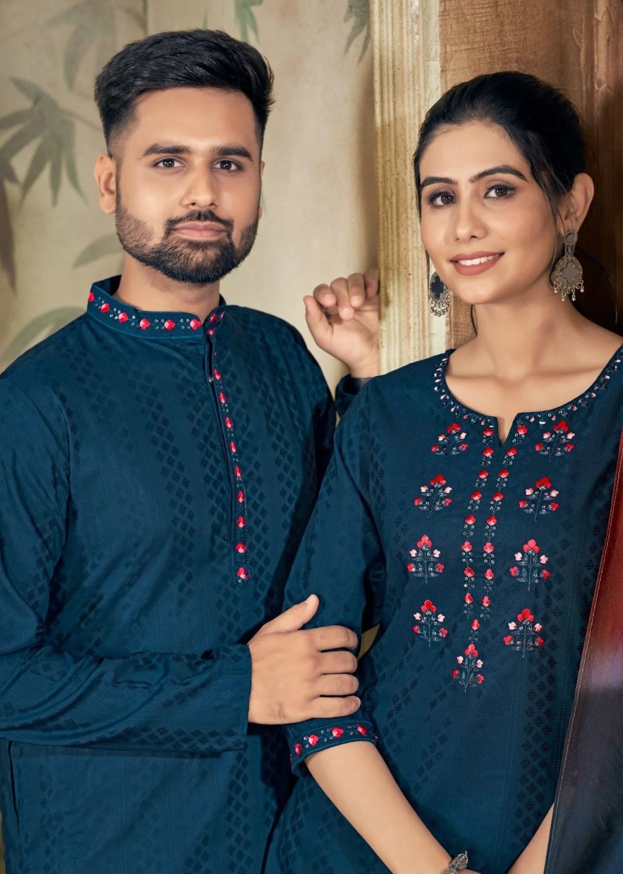 Pure viscose weaving Butti with Handwork and Embroidery Couple collection