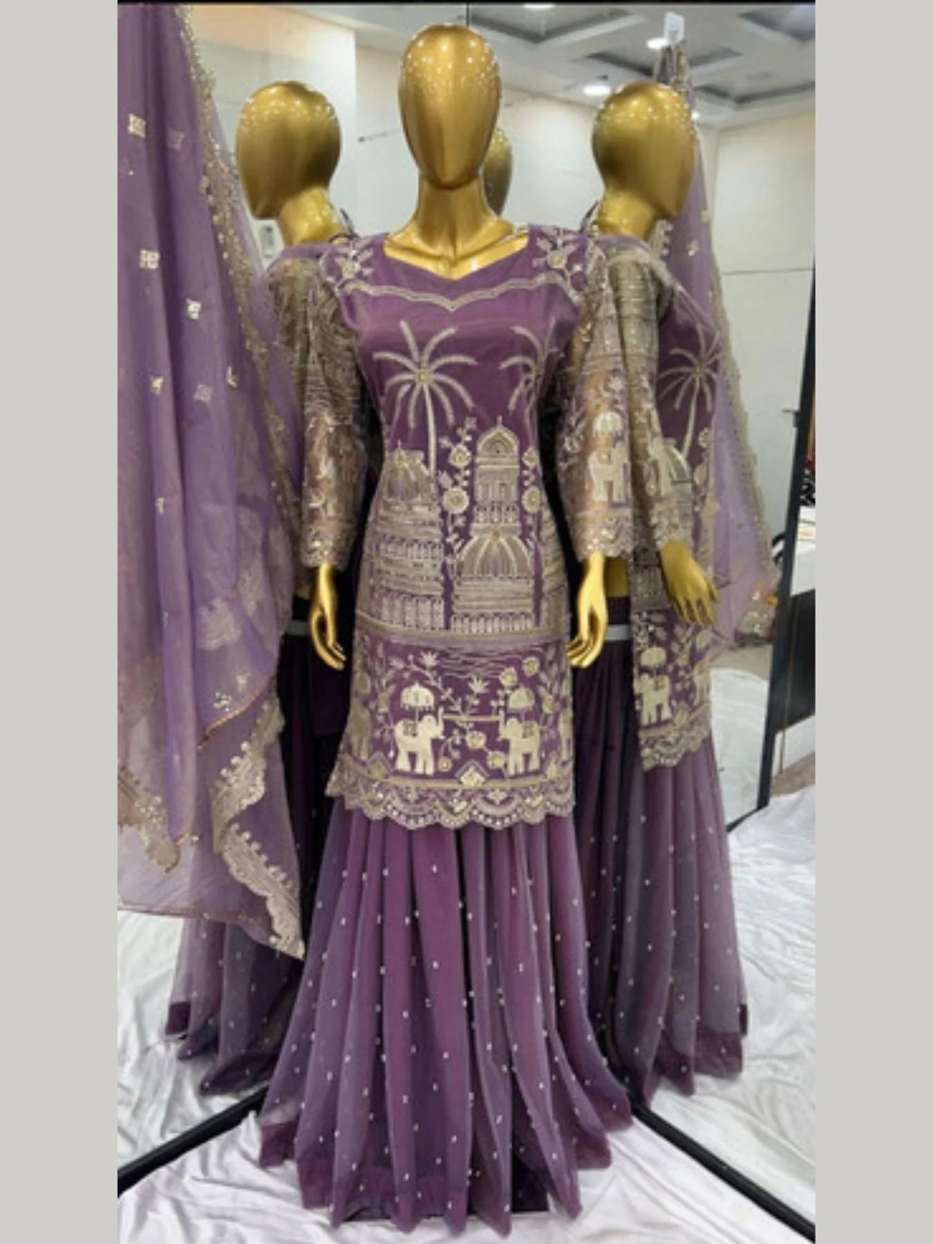 Stylish Anarkali Kurti Sharara Set Super Net Embroidery with Micro Cotton Inner