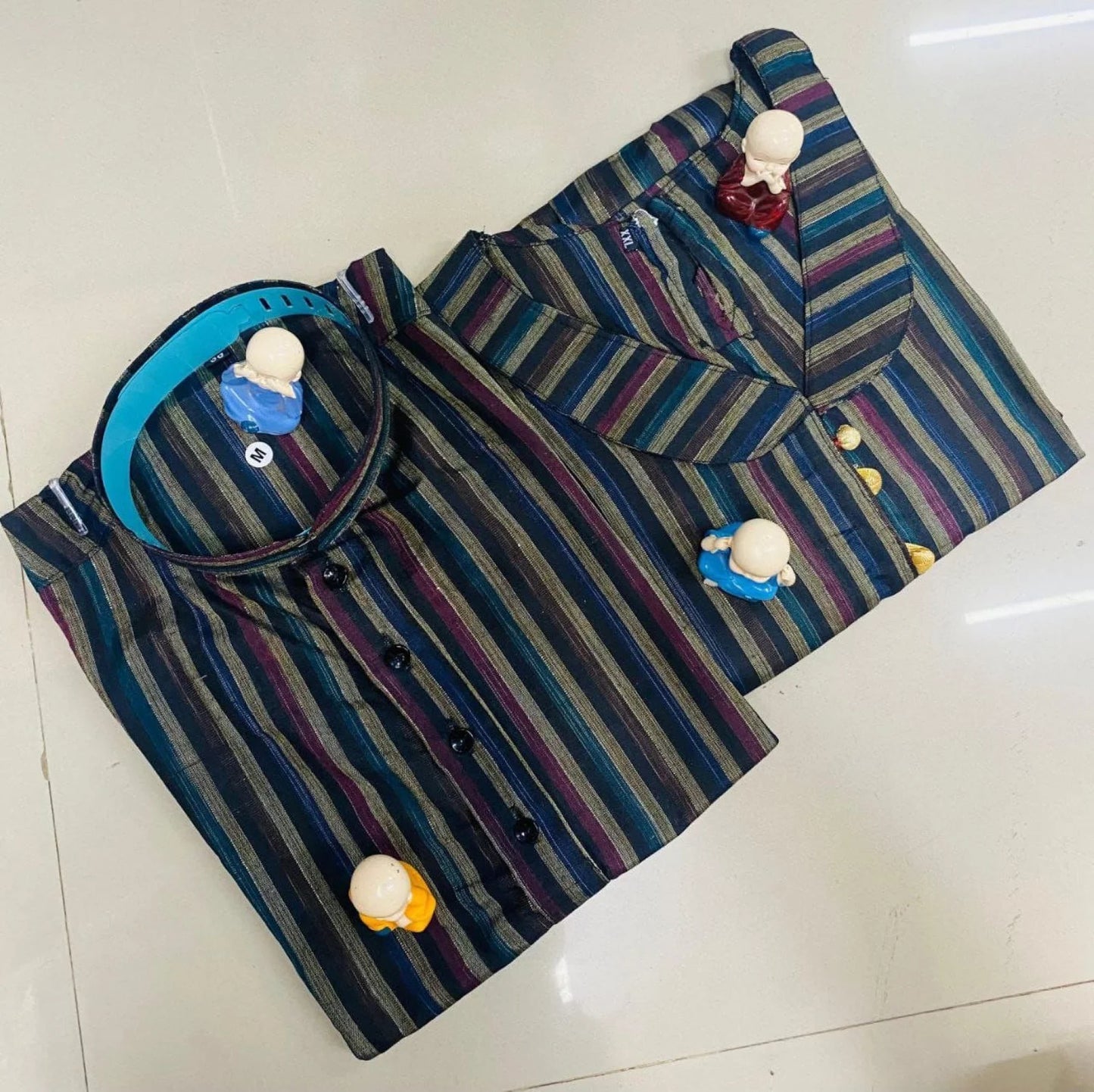 Celebrate love and tradition with our elegant couple combo - Linen Cotton Kurta & Kurti Set