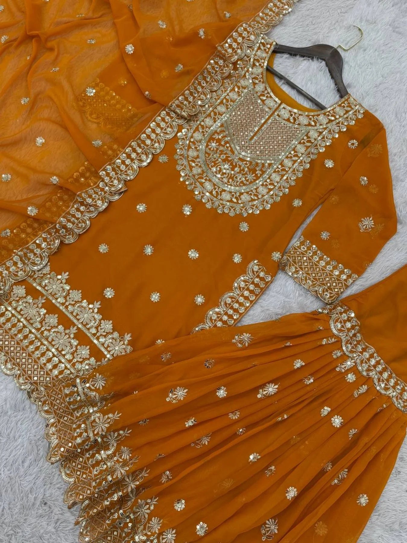 New Style Ready To Wear Heavy Faux Georgette Kurti with Embroidery Sequence Work Best Price