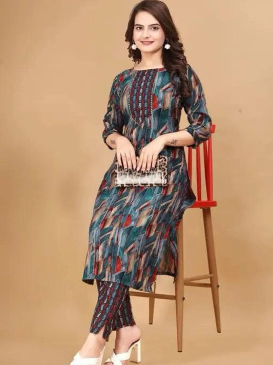 Women Kurta and Plazo Set Cotton Blend For Casual Wear