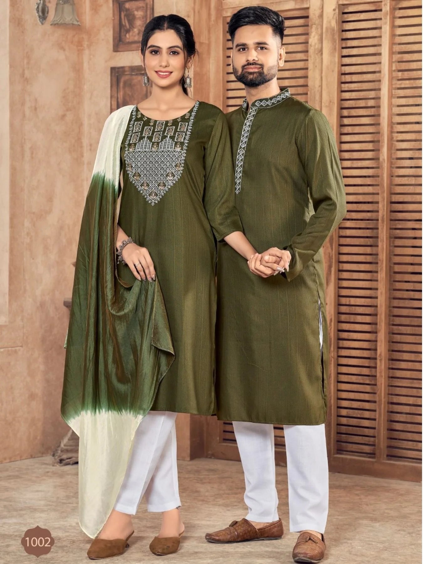 Pure viscose weaving Stripe with Embroidery couple Collection