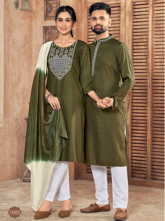Pure viscose weaving Stripe with Embroidery couple Collection