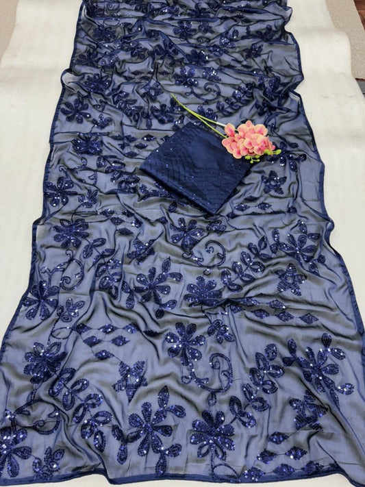 Bollywood Sequins Heavy Rangoli Silk Sareee With Embrodery Work