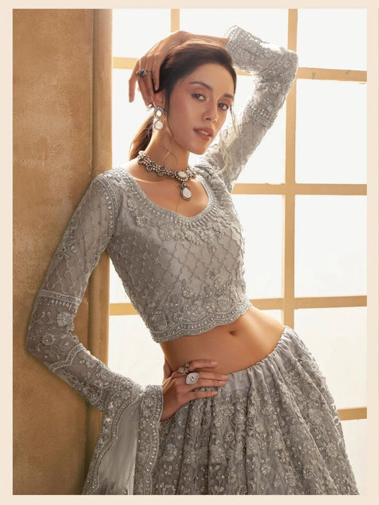 Net Lehenga Choli with Wholesale Retail Online Womens Ethnic Wear by Leading Indian Textile Exporter