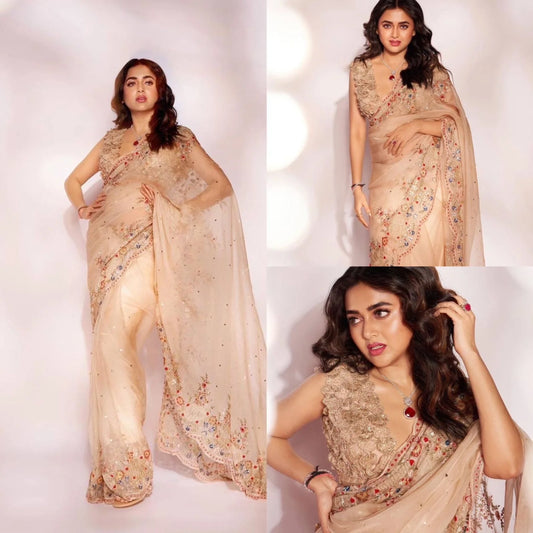 Launching new superhit trending embroidered saree