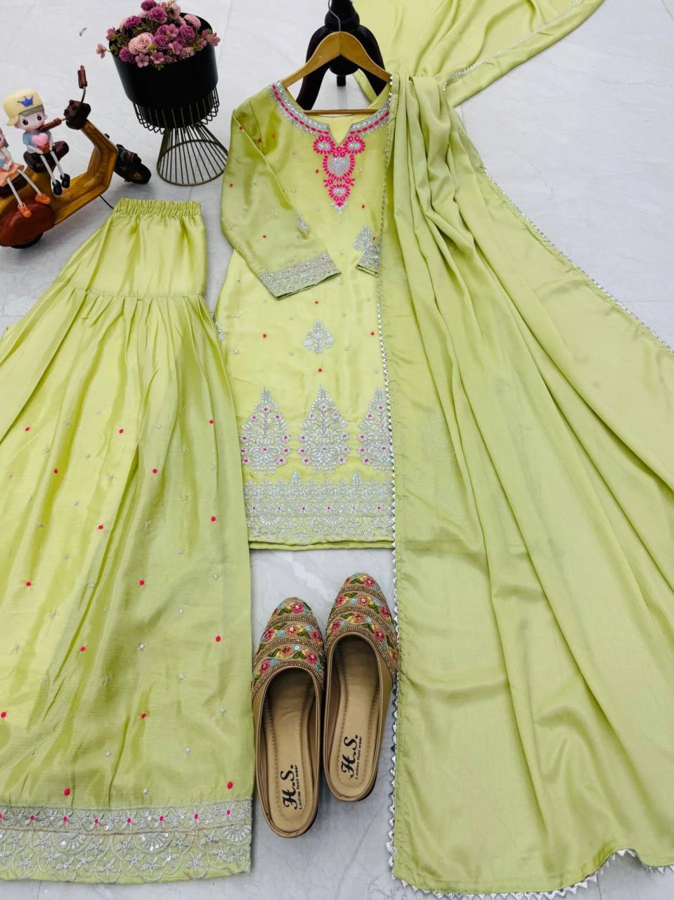 Ready To Wear White Embroidered Sharara Suit With Sequins Wholesale Ladies Suit Collection From Surat Manufacturers