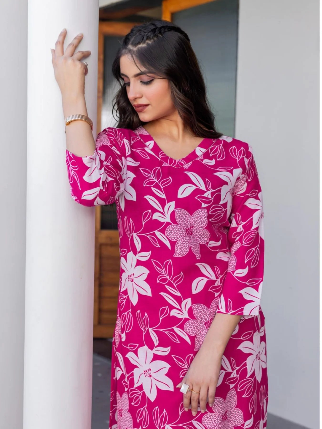Cool Comfortable Cotton Pink Kurti Set Perfect for Summer