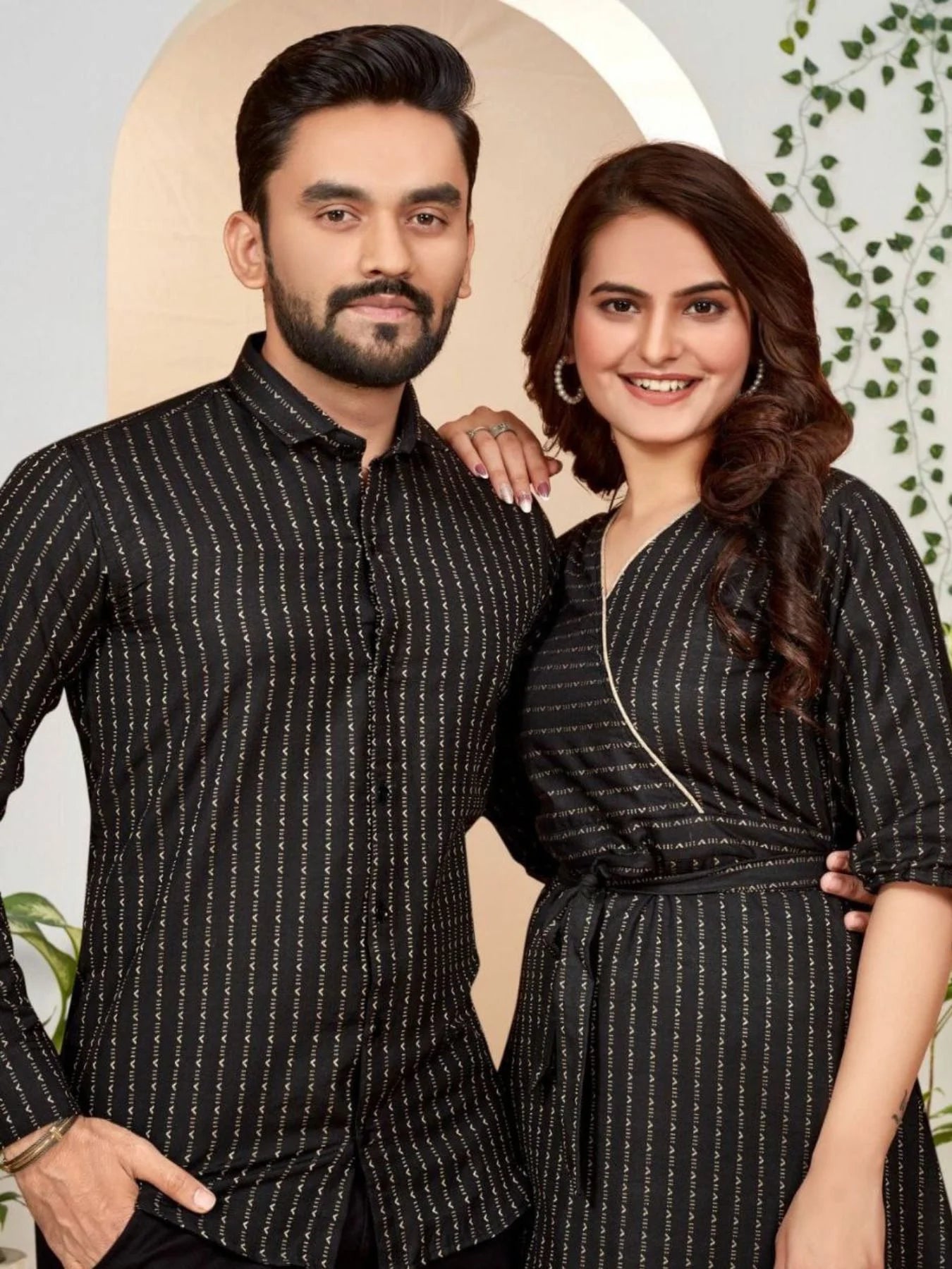 New Launch Black Color Pure Cotton Pattern Weaving Couple Combo Collection