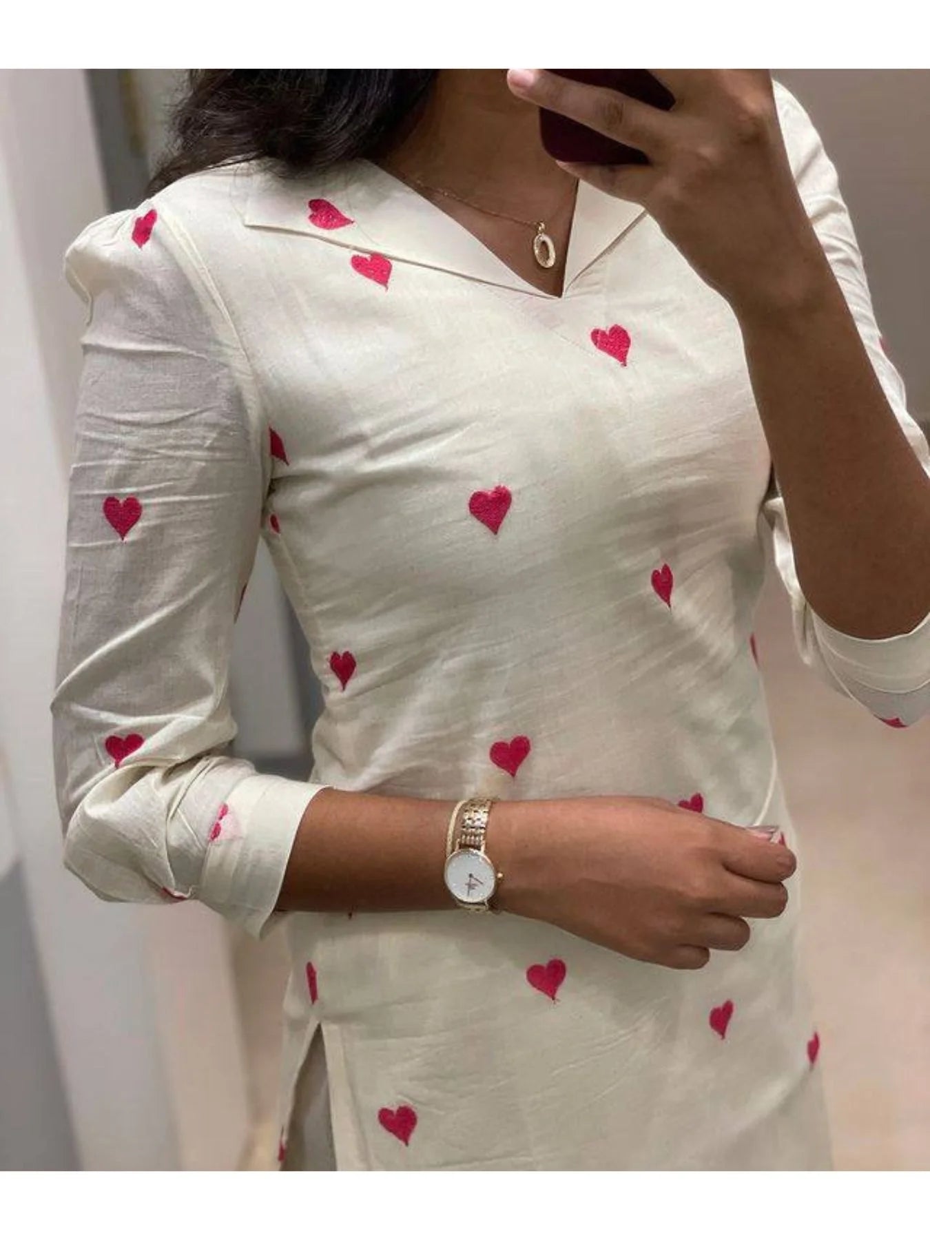 Designer Cora Heart Cotton Kurta With Pant