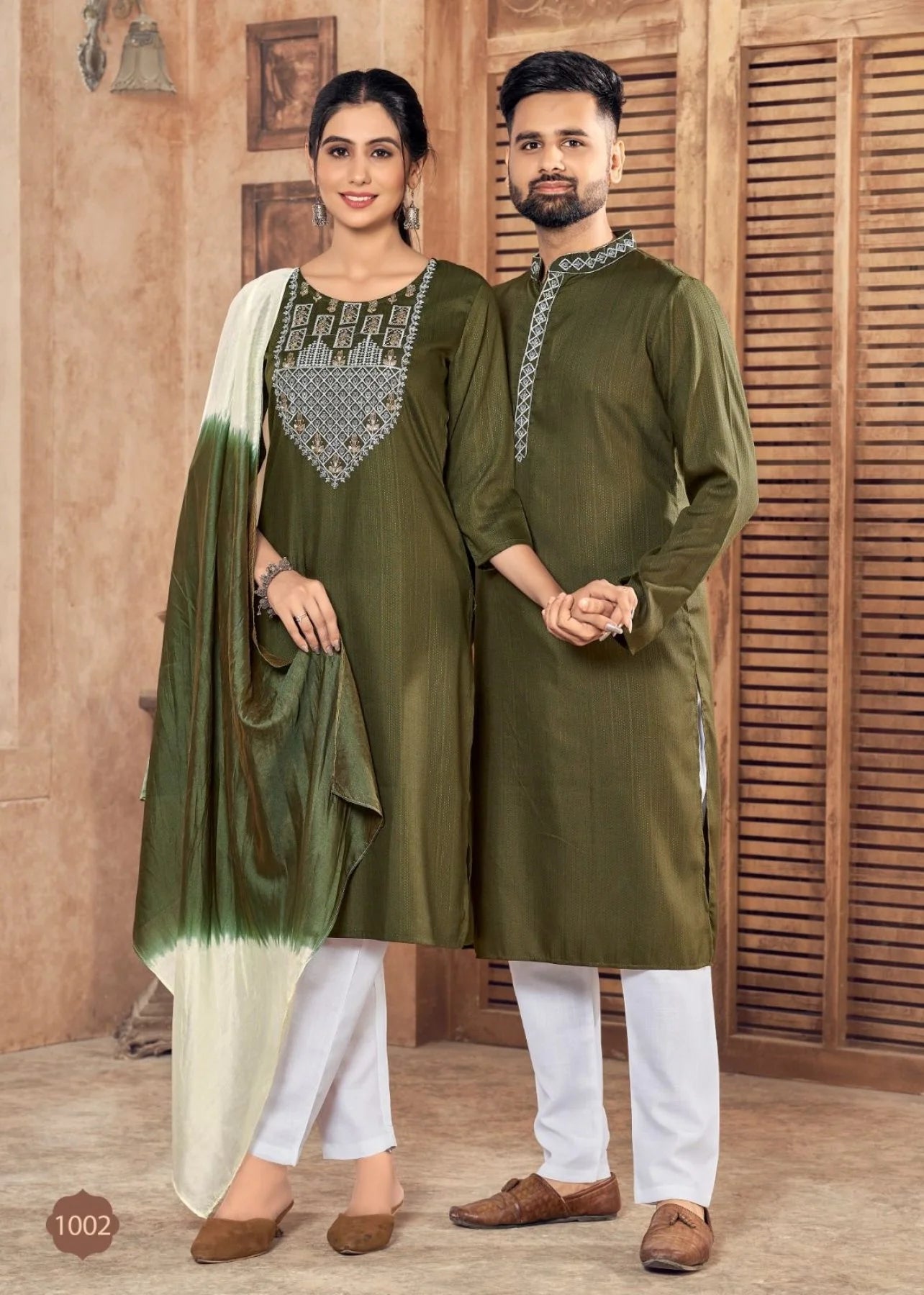 Pure viscose weaving Stripe with Embroidery couple Collection