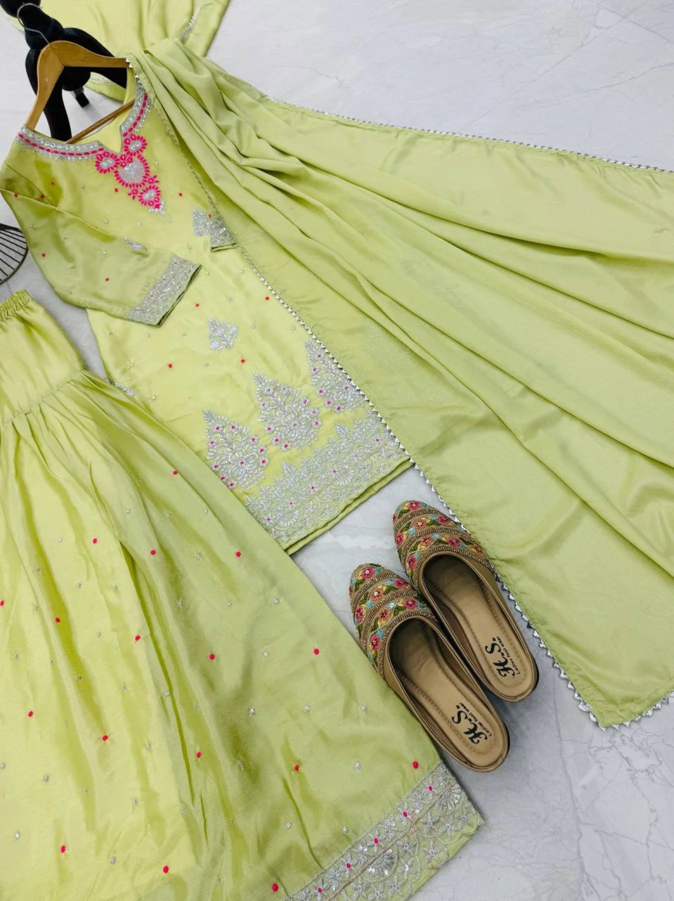 Ready To Wear White Embroidered Sharara Suit With Sequins Wholesale Ladies Suit Collection From Surat Manufacturers