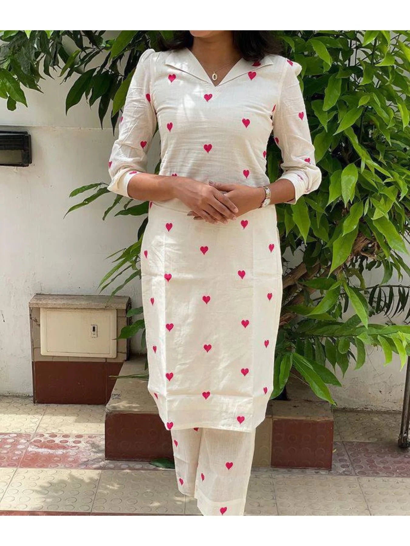 Designer Cora Heart Cotton Kurta With Pant