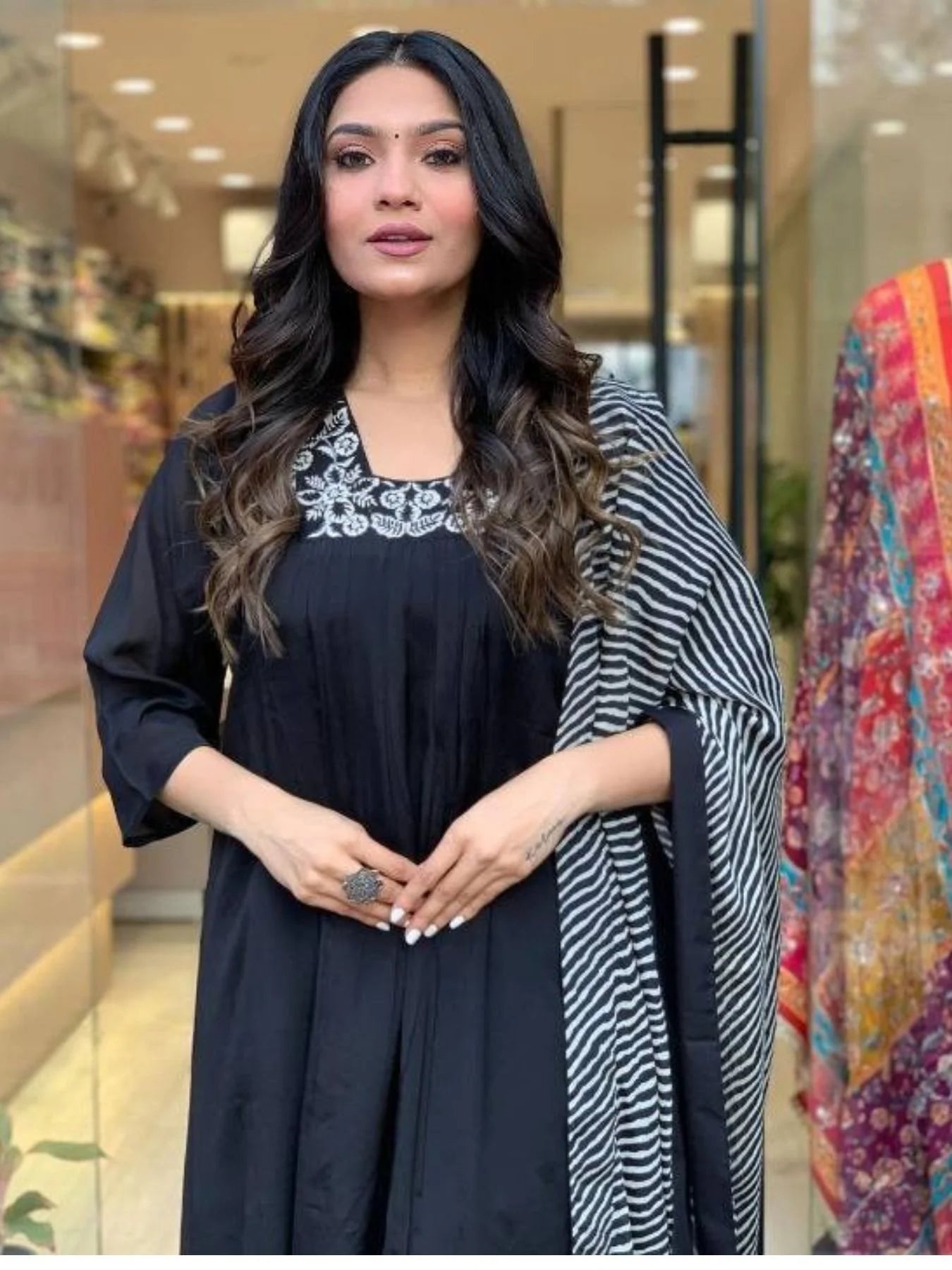 Premium Party Wear Muslin Three Set Kurti With Bottom And Duppatta