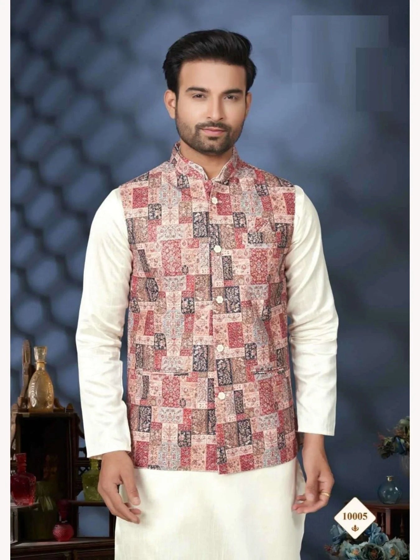 Men s Wear Silk Mastani Kurta with Heavy Cotton Digital Print Koti