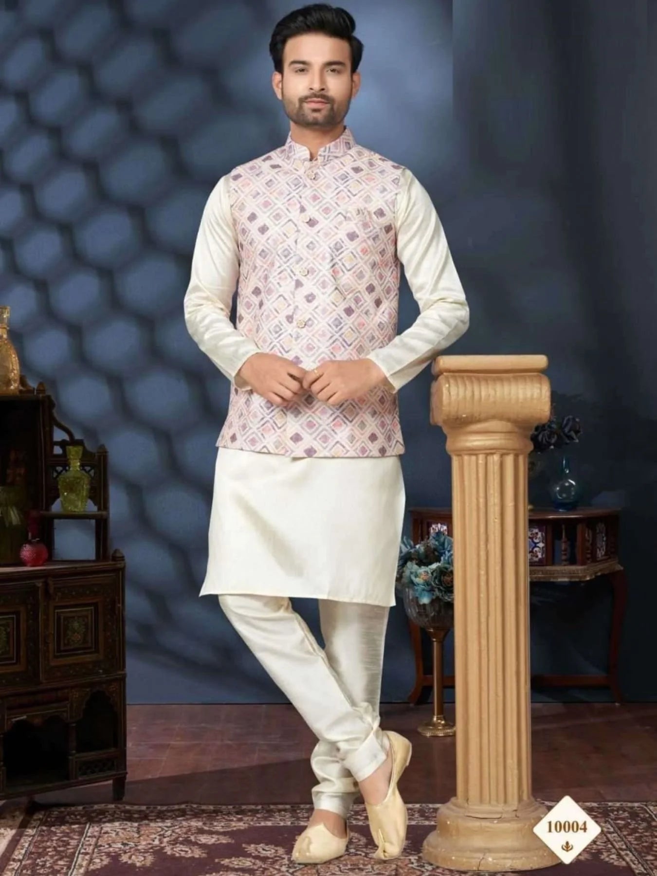 Men s Wear Silk Mastani Kurta with Heavy Cotton Digital Print Koti
