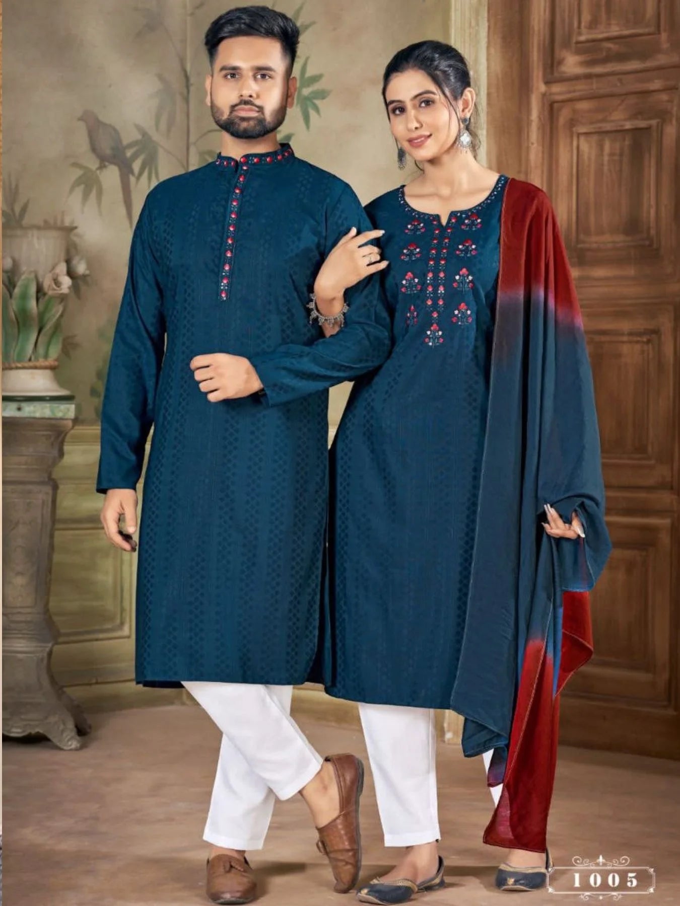 Pure viscose weaving Butti With Handwork and Embroidery Couple Combo Collection