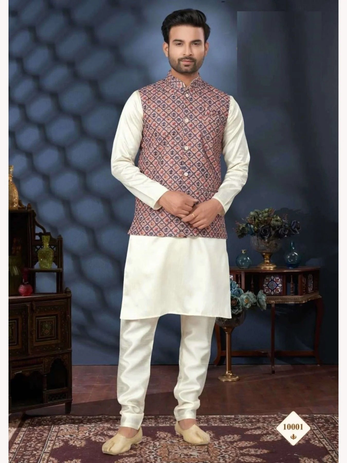 Men s Wear Silk Mastani Kurta with Heavy Cotton Digital Print Koti