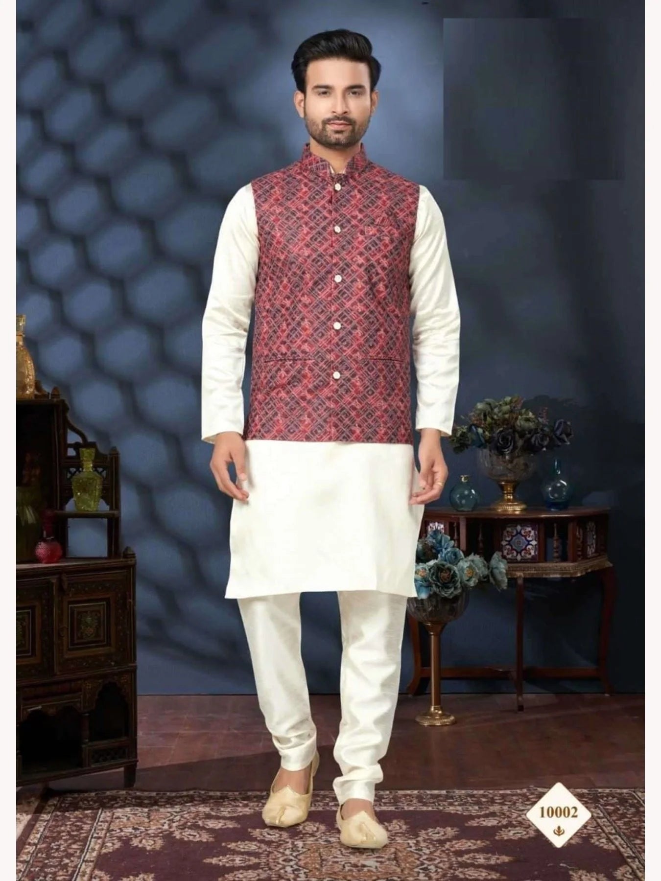 Men s Wear Silk Mastani Kurta with Heavy Cotton Digital Print Koti