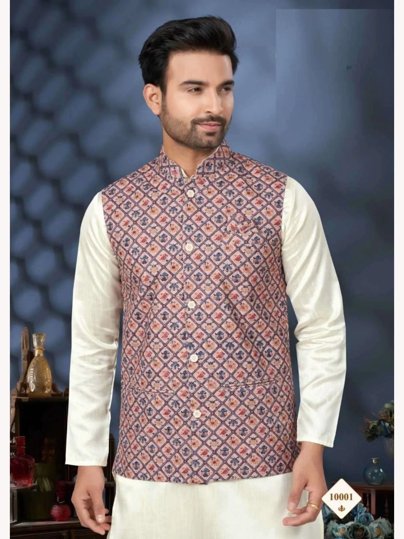 Men s Wear Silk Mastani Kurta with Heavy Cotton Digital Print Koti