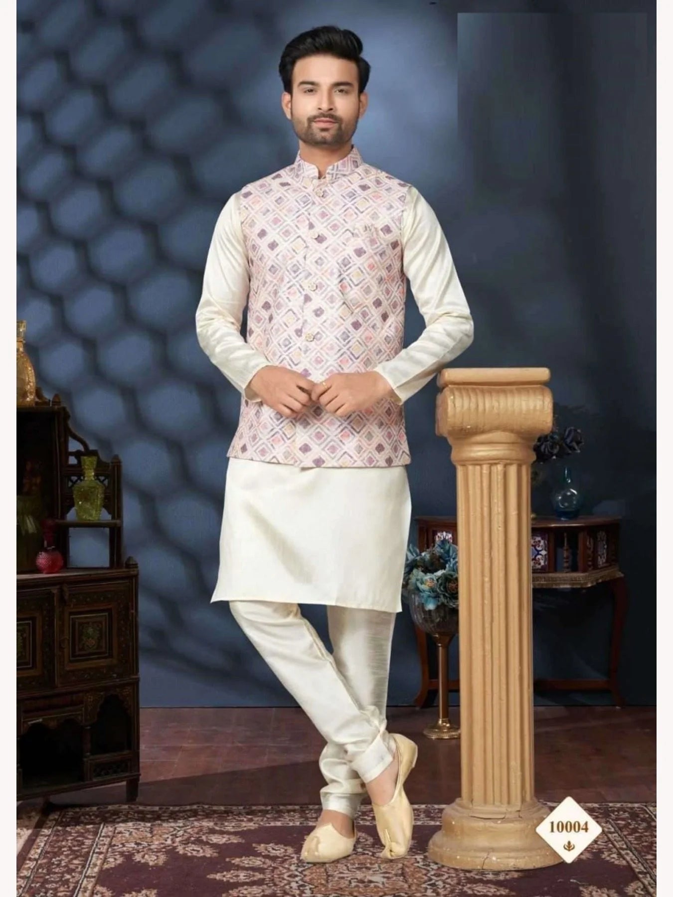 Men s Wear Silk Mastani Kurta with Heavy Cotton Digital Print Koti