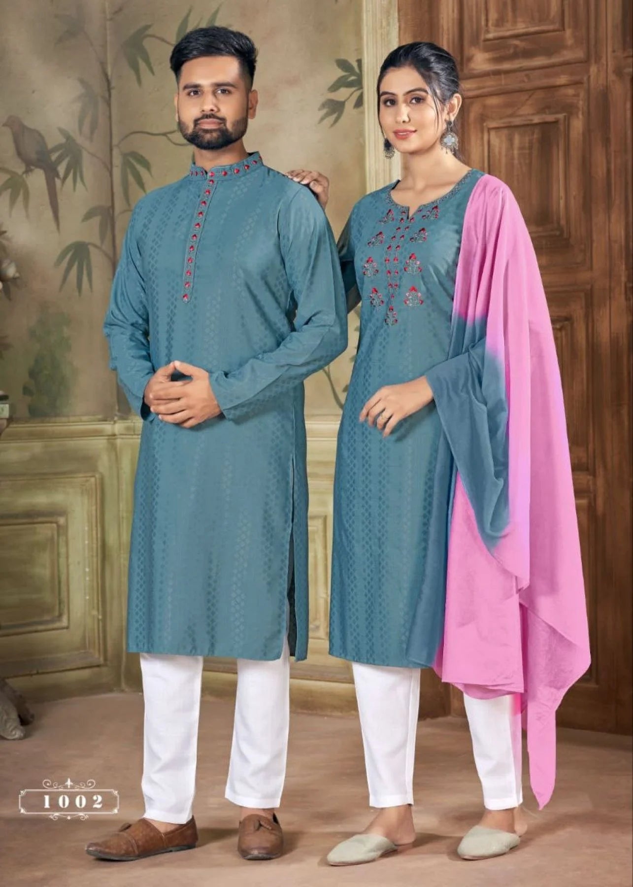 Pure viscose weaving Butti With Handwork and Embroidery Couple Combo Collection