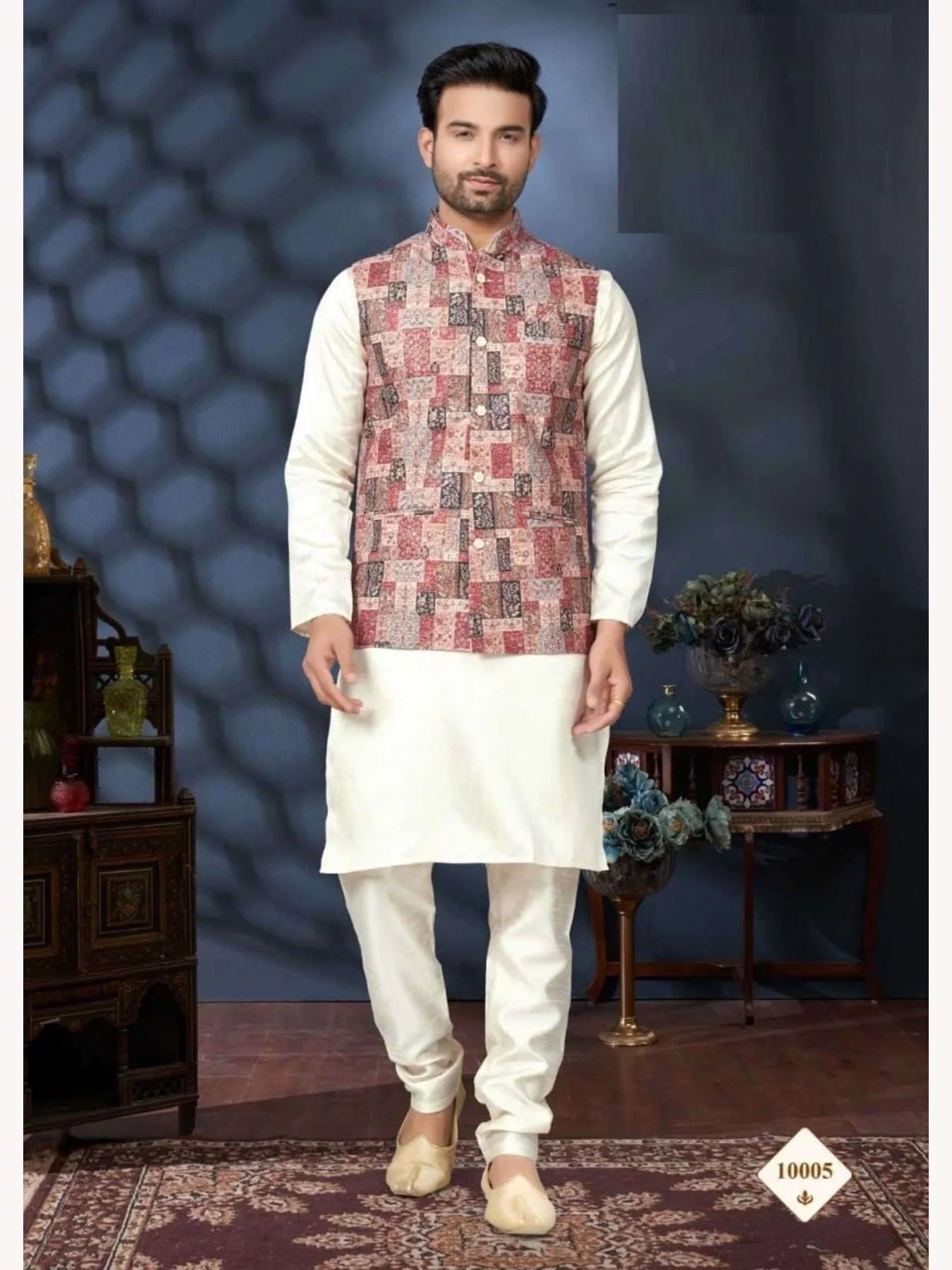 Men s Wear Silk Mastani Kurta with Heavy Cotton Digital Print Koti