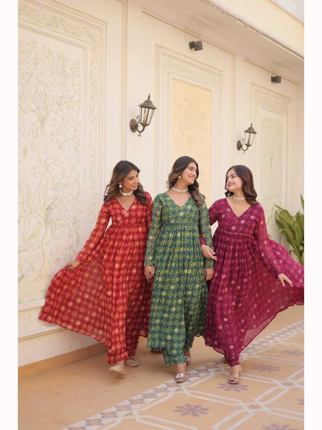 Designer Faux Georgette With foil Print Kurti Plazzo