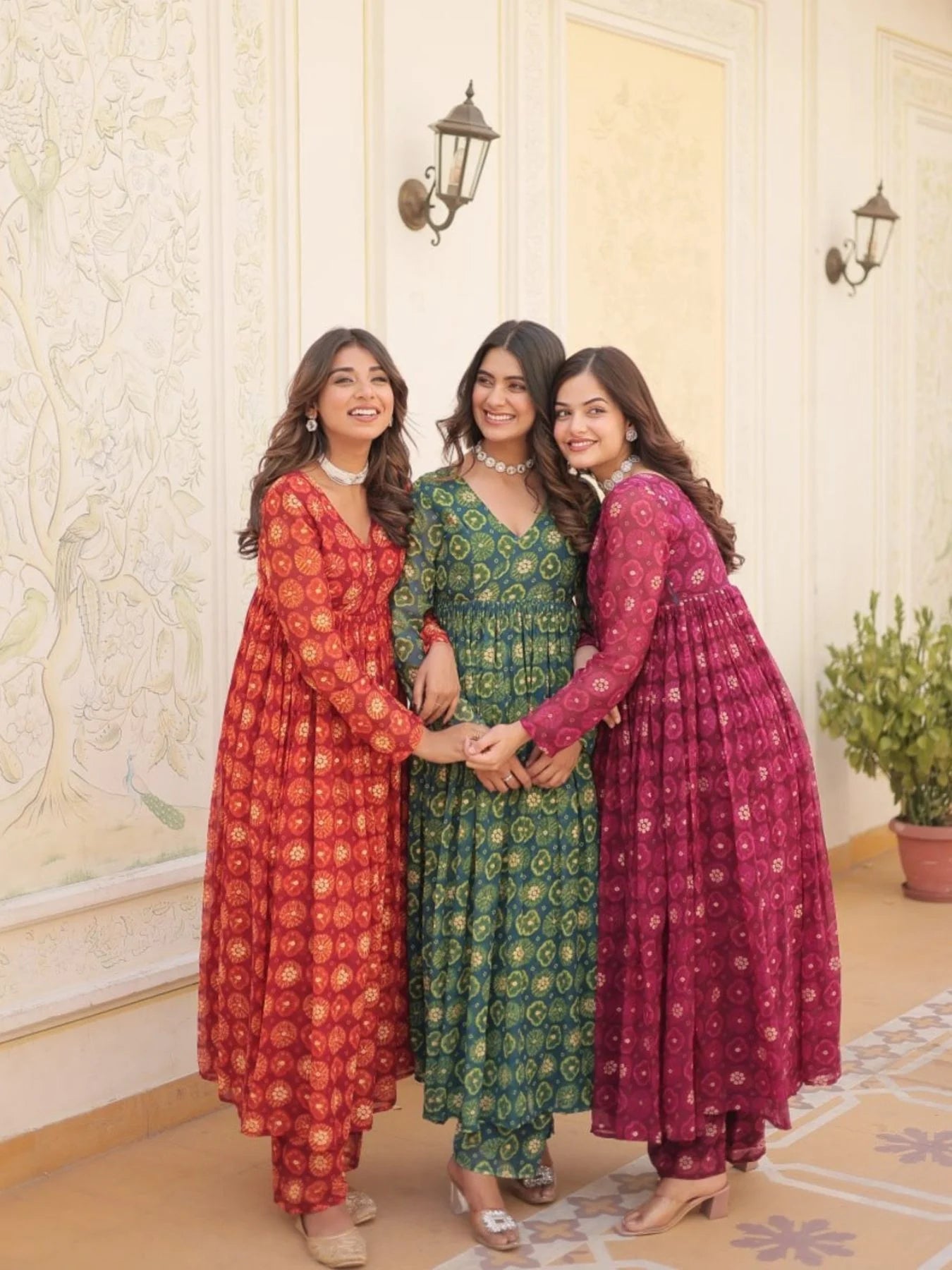 Designer Faux Georgette With foil Print Kurti Plazzo