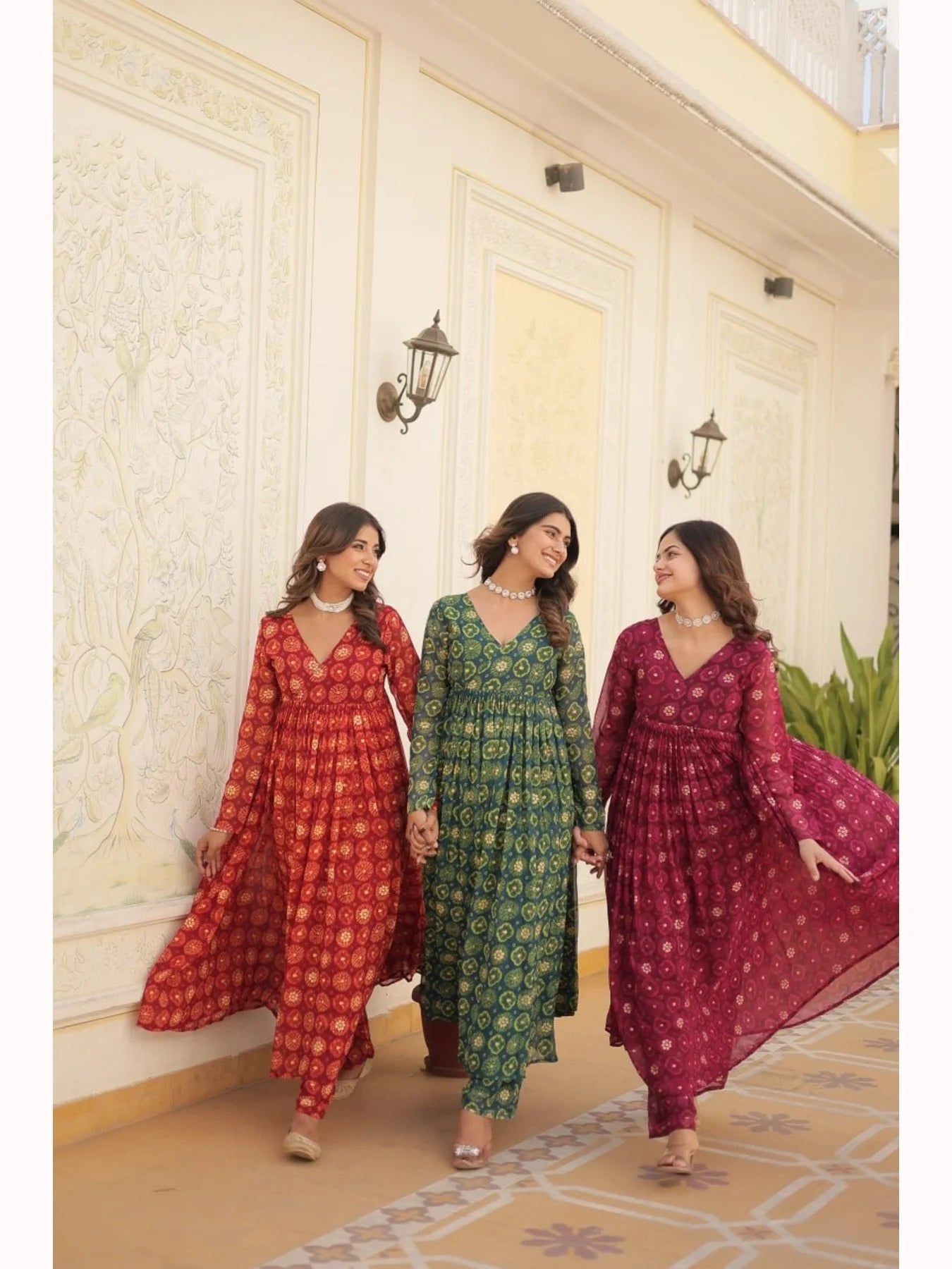 Designer Faux Georgette With foil Print Kurti Plazzo