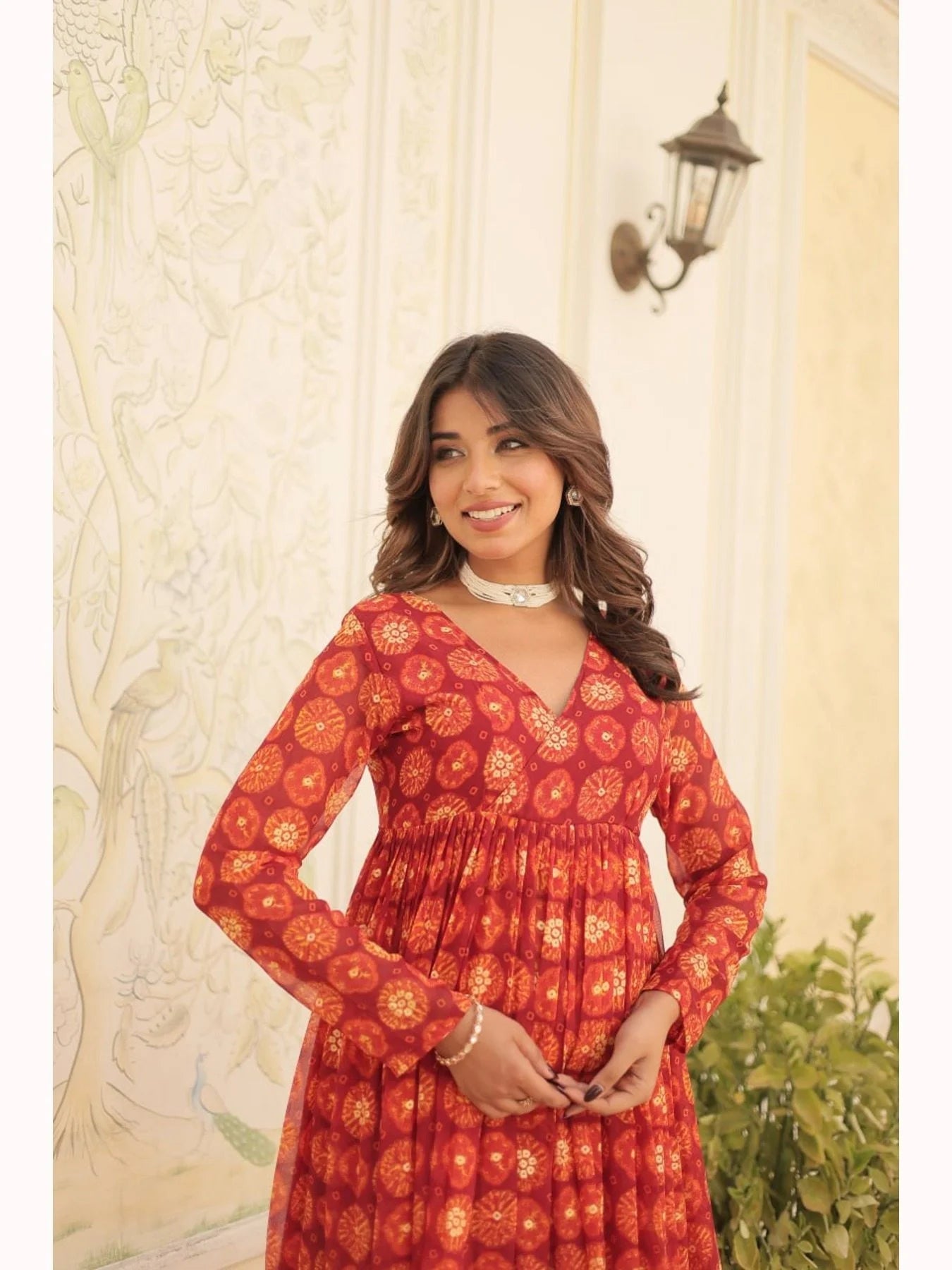 Designer Faux Georgette With foil Print Kurti Plazzo