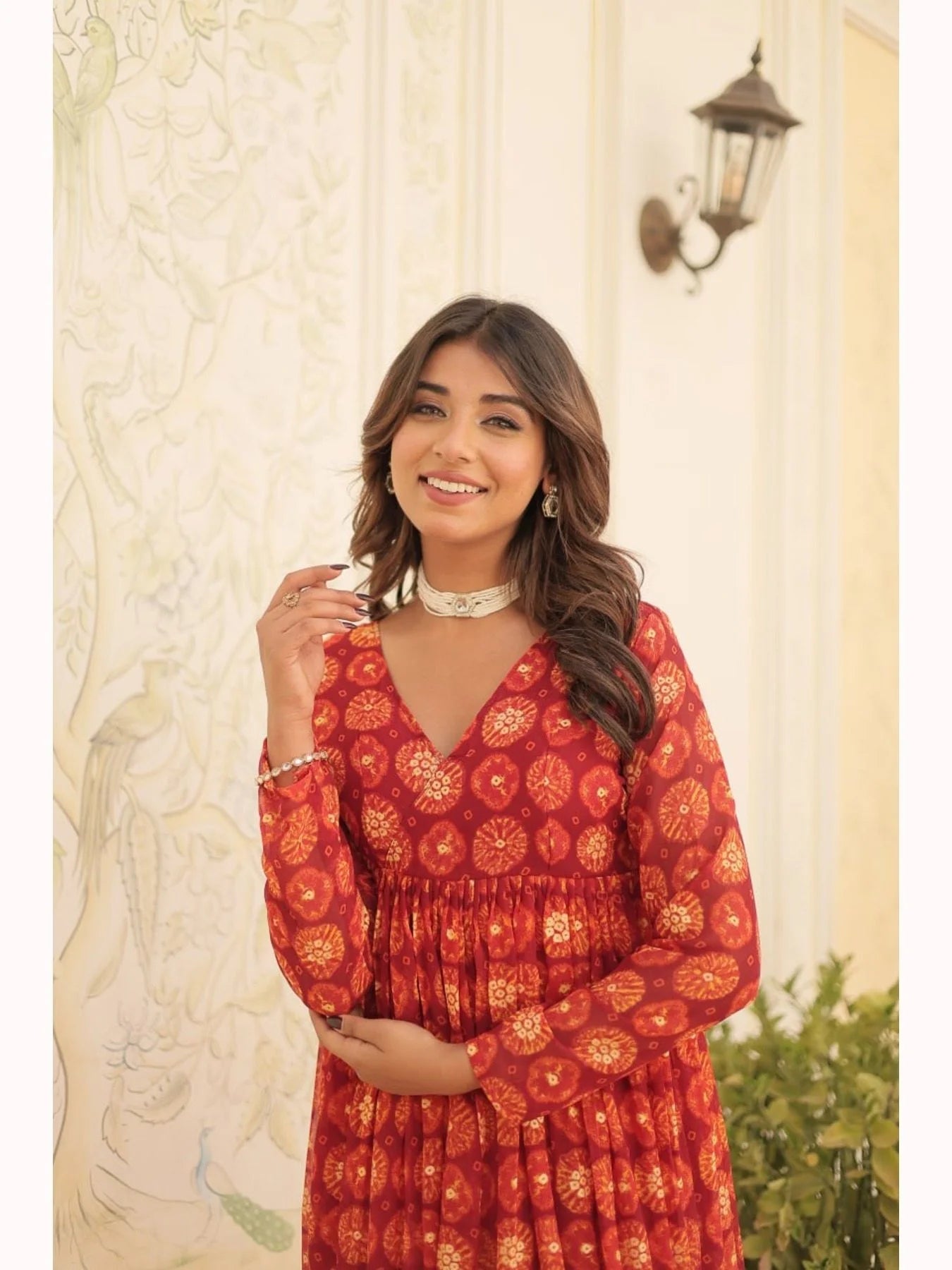 Designer Faux Georgette With foil Print Kurti Plazzo