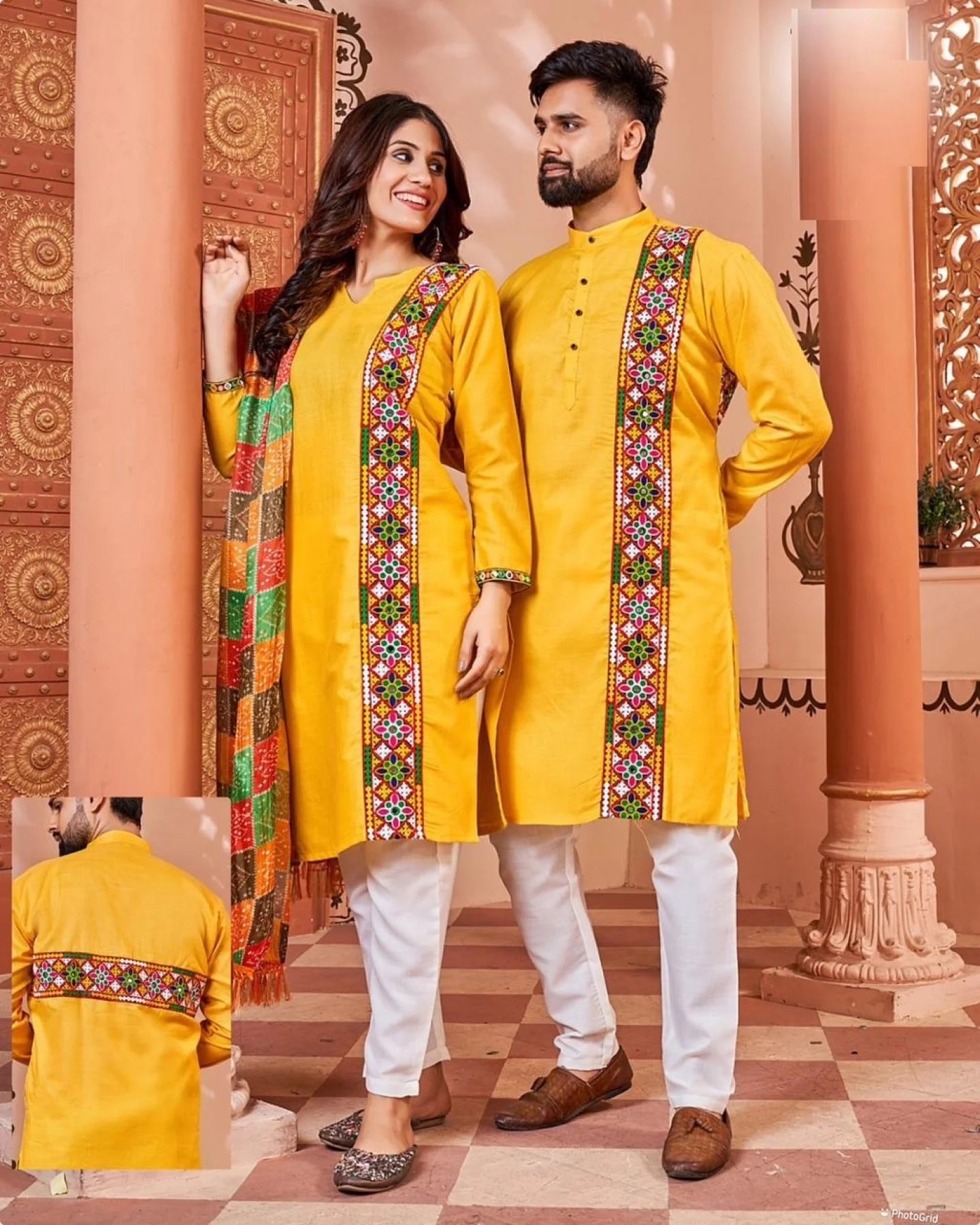 Matching Navratri Twinning Cotton With Embroidery Stylish Pattern Couple Collection